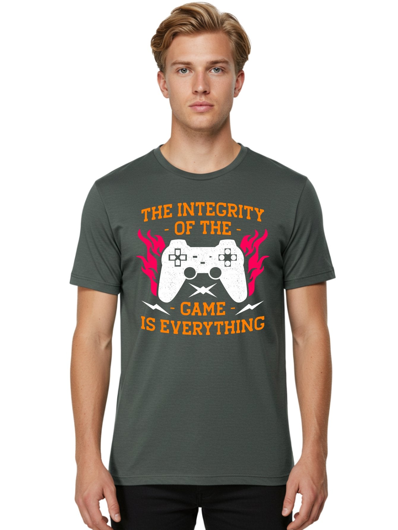 The-Integrity-Of-The-Game-Is-Everything Men'S Graphic Tee, 100% Cotton, Comfortable Casual Summer Wear, Machine Washable, Gaming Quote, Video Game Controller, Gaming Culture, Esports, Fair Play, Gaming Community, Competitive Gaming, -  Aaa663 25