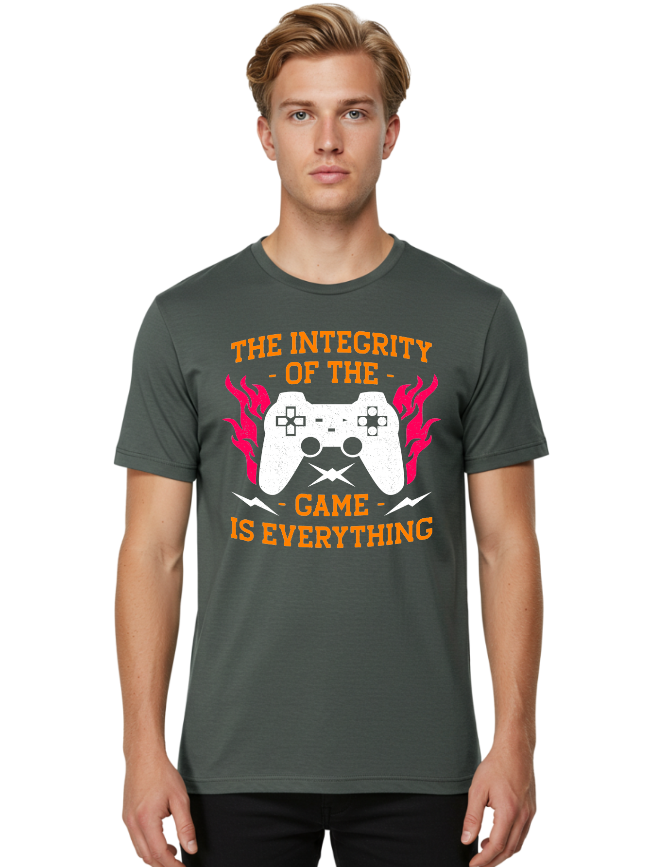 The-Integrity-Of-The-Game-Is-Everything Men'S Graphic Tee, 100% Cotton, Comfortable Casual Summer Wear, Machine Washable, Gaming Quote, Video Game Controller, Gaming Culture, Esports, Fair Play, Gaming Community, Competitive Gaming, -  Aaa663 4