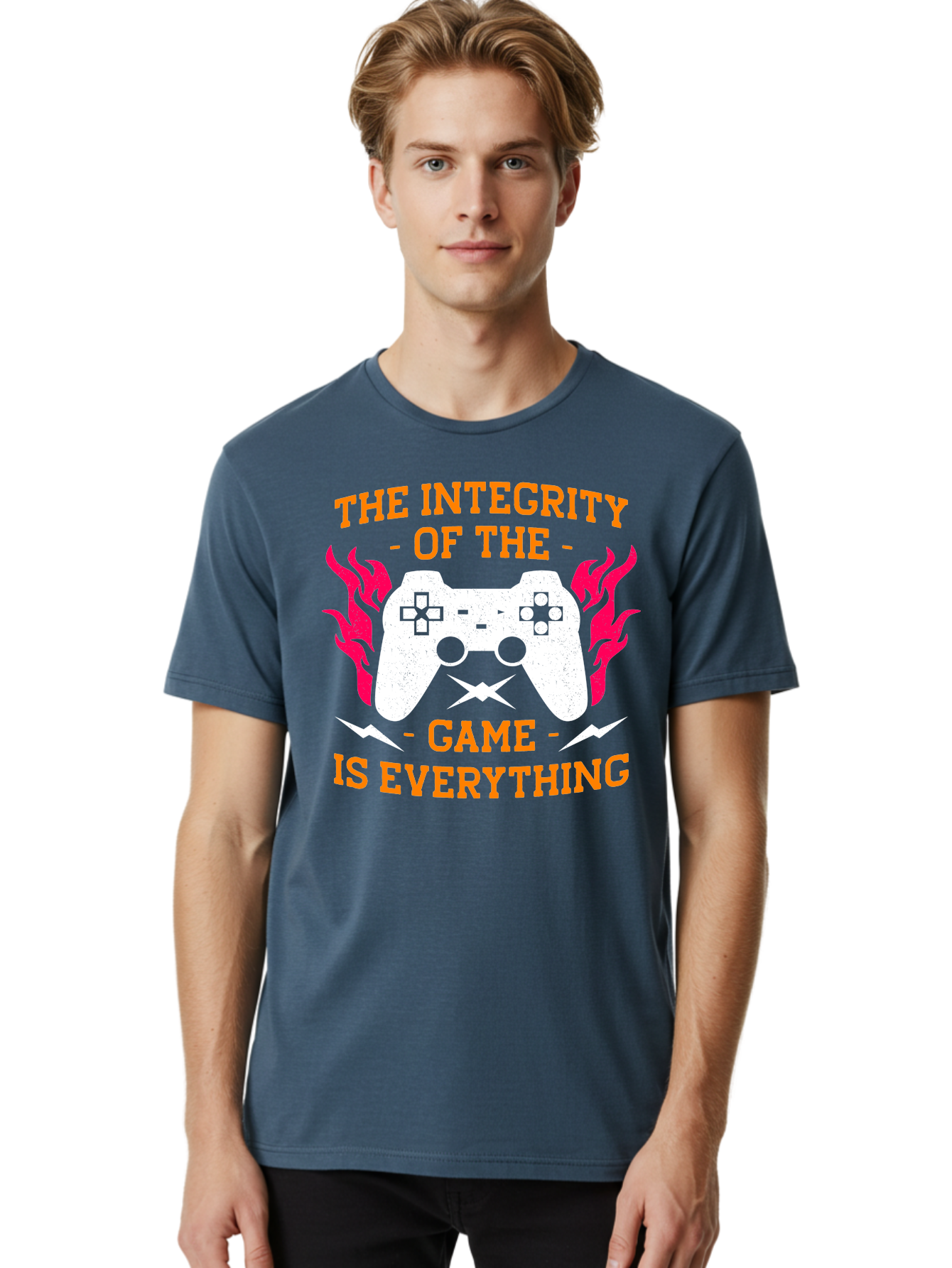 The-Integrity-Of-The-Game-Is-Everything Men'S Graphic Tee, 100% Cotton, Comfortable Casual Summer Wear, Machine Washable, Gaming Quote, Video Game Controller, Gaming Culture, Esports, Fair Play, Gaming Community, Competitive Gaming, -  Aaa663 20