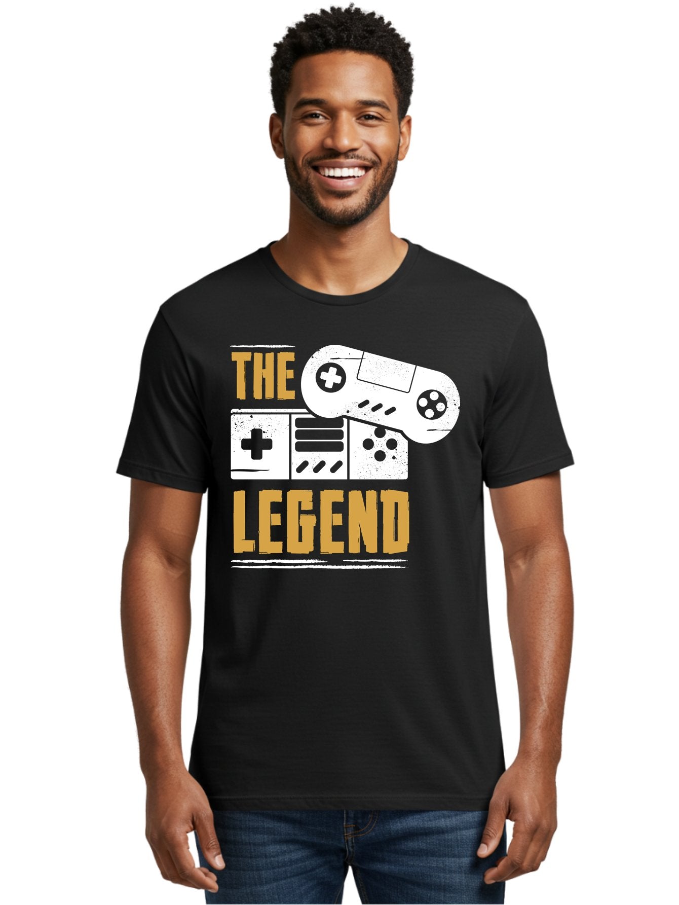 The-Legend Men'S Graphic Tee, 100% Cotton, Comfortable Casual Summer Wear, Machine Washable, Vintage Game Controller, Retro Gaming, Nostalgic Feel, Classic Video Games, Gaming Culture, Retro Tech, Pixel Art, Gaming Nostalgia -  Aaa664 17