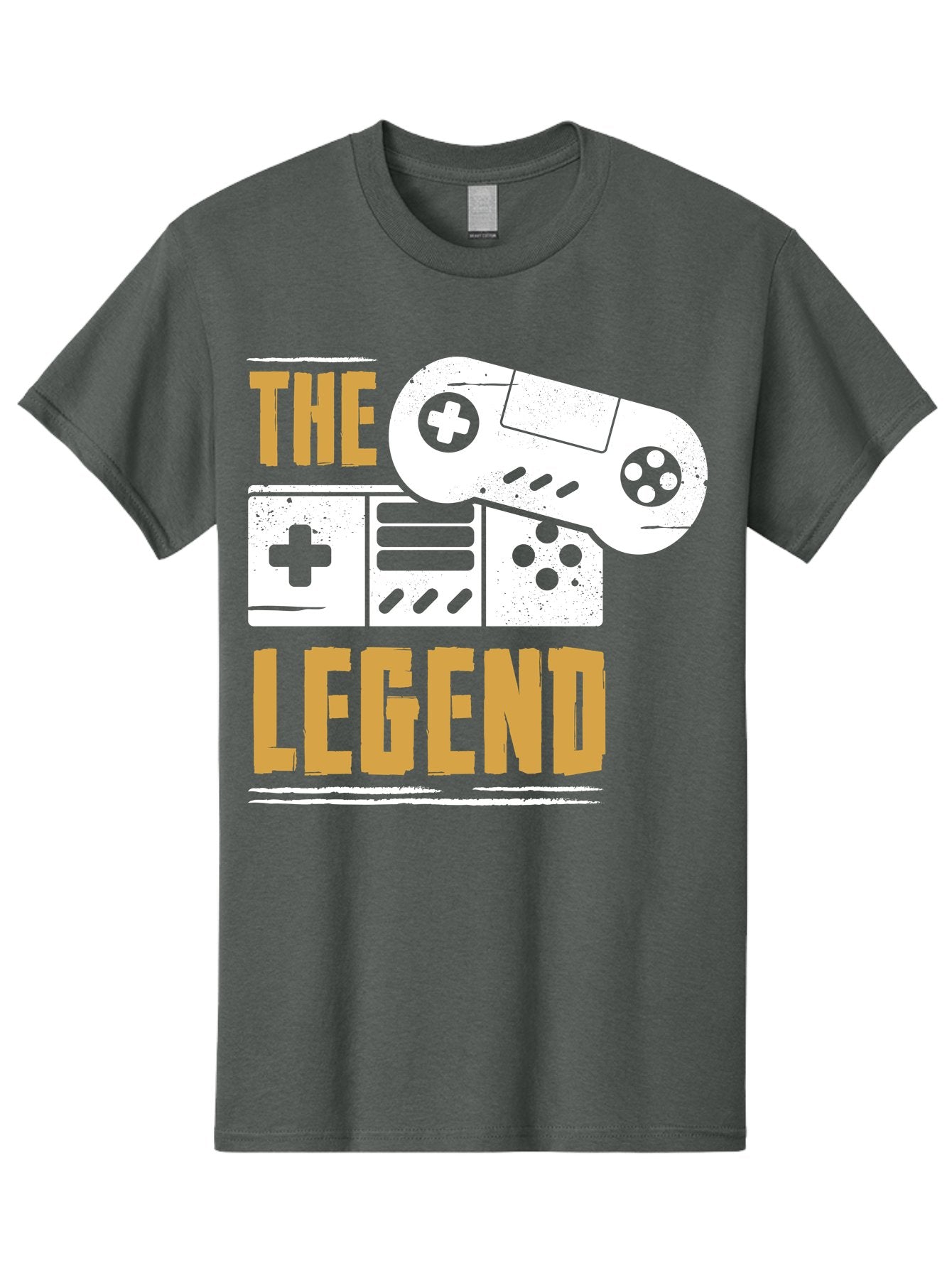 The-Legend Men'S Graphic Tee, 100% Cotton, Comfortable Casual Summer Wear, Machine Washable, Vintage Game Controller, Retro Gaming, Nostalgic Feel, Classic Video Games, Gaming Culture, Retro Tech, Pixel Art, Gaming Nostalgia -  Aaa664