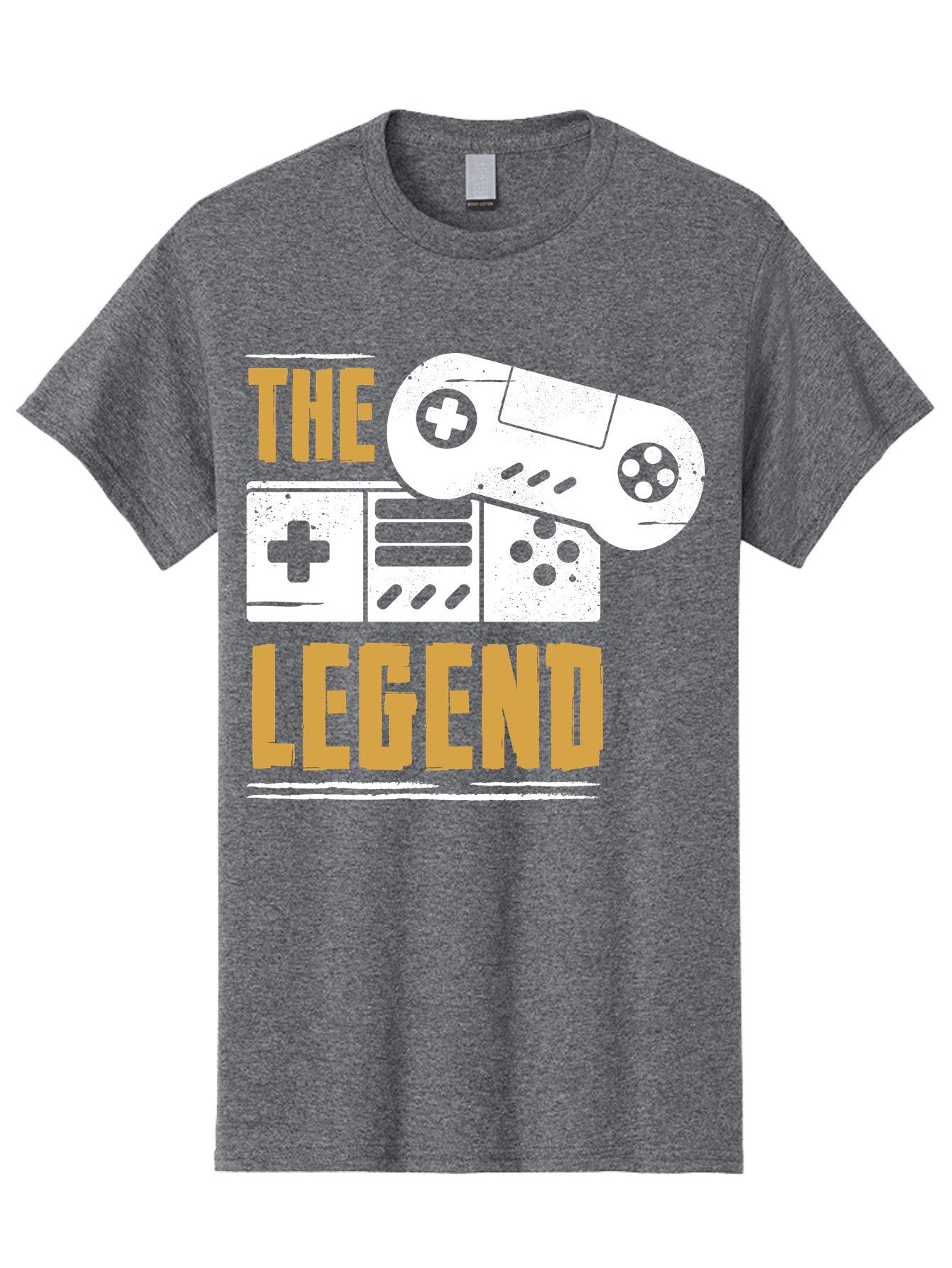The-Legend Men'S Graphic Tee, 100% Cotton, Comfortable Casual Summer Wear, Machine Washable, Vintage Game Controller, Retro Gaming, Nostalgic Feel, Classic Video Games, Gaming Culture, Retro Tech, Pixel Art, Gaming Nostalgia -  Aaa664