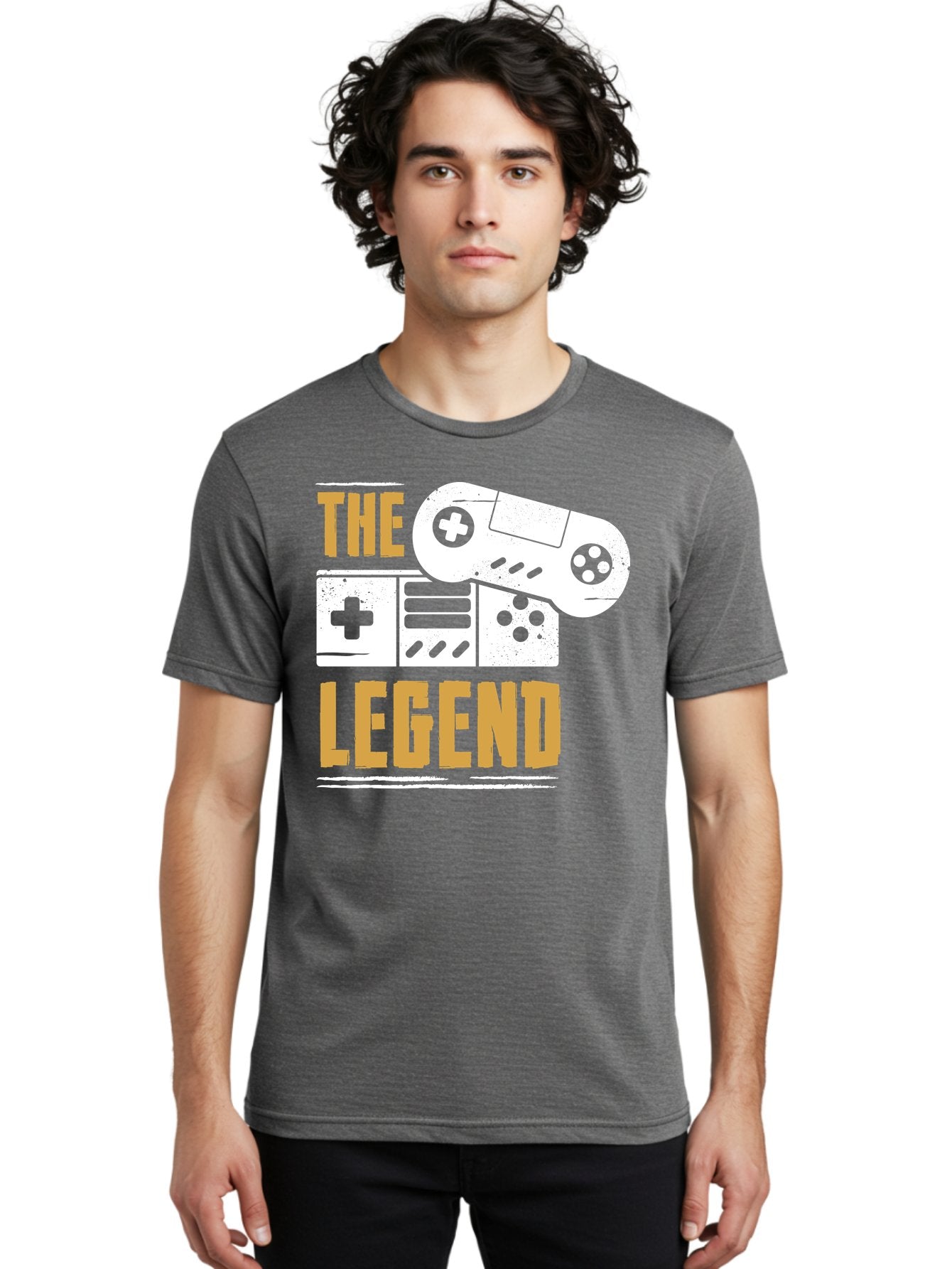 The-Legend Men'S Graphic Tee, 100% Cotton, Comfortable Casual Summer Wear, Machine Washable, Vintage Game Controller, Retro Gaming, Nostalgic Feel, Classic Video Games, Gaming Culture, Retro Tech, Pixel Art, Gaming Nostalgia -  Aaa664 19