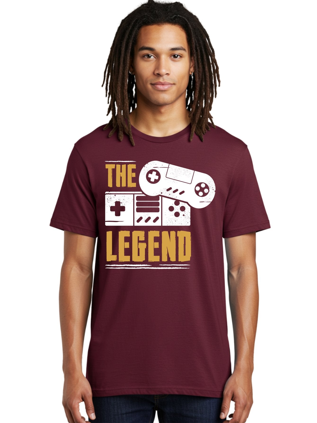 The-Legend Men'S Graphic Tee, 100% Cotton, Comfortable Casual Summer Wear, Machine Washable, Vintage Game Controller, Retro Gaming, Nostalgic Feel, Classic Video Games, Gaming Culture, Retro Tech, Pixel Art, Gaming Nostalgia -  Aaa664 20