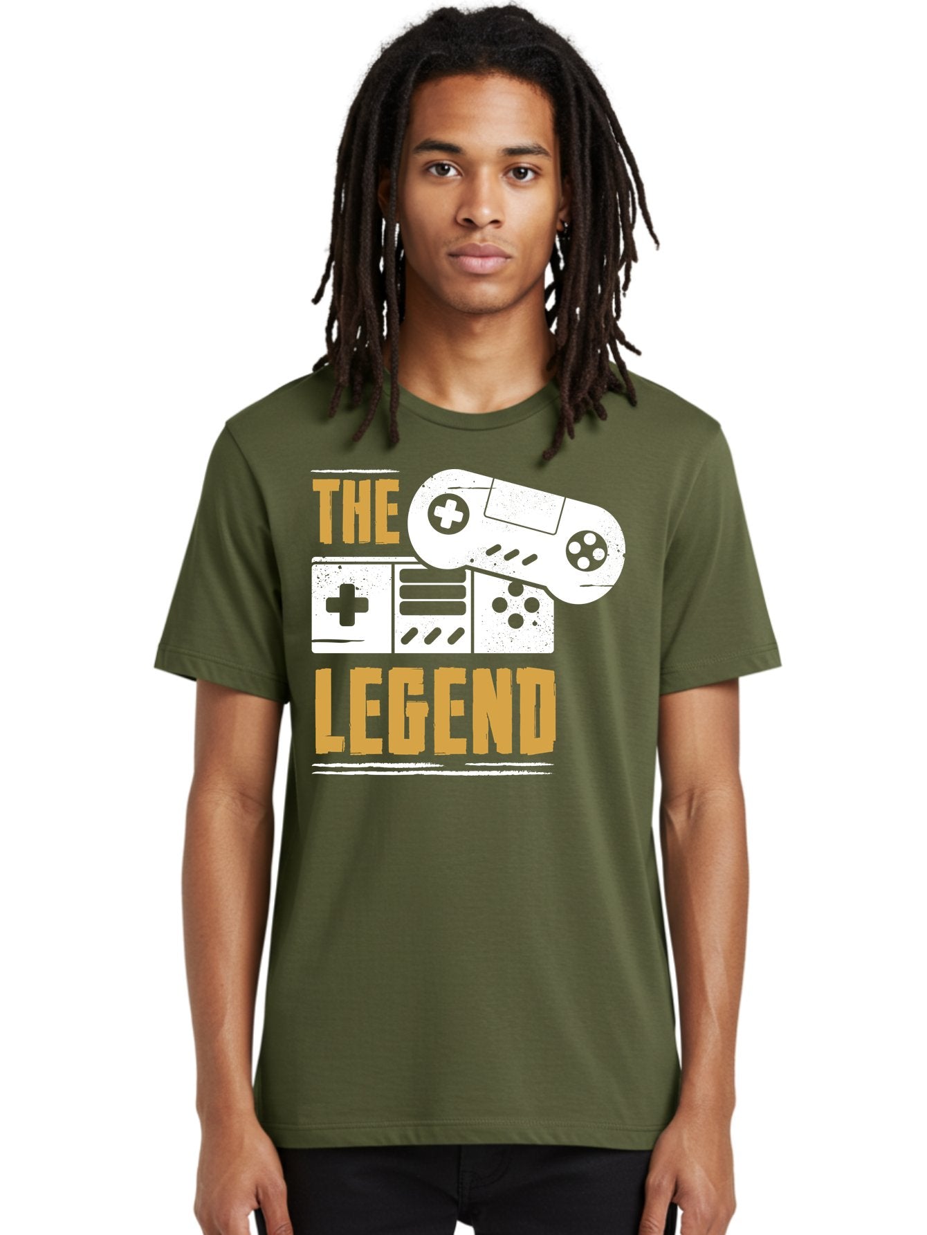 The-Legend Men'S Graphic Tee, 100% Cotton, Comfortable Casual Summer Wear, Machine Washable, Vintage Game Controller, Retro Gaming, Nostalgic Feel, Classic Video Games, Gaming Culture, Retro Tech, Pixel Art, Gaming Nostalgia -  Aaa664 30