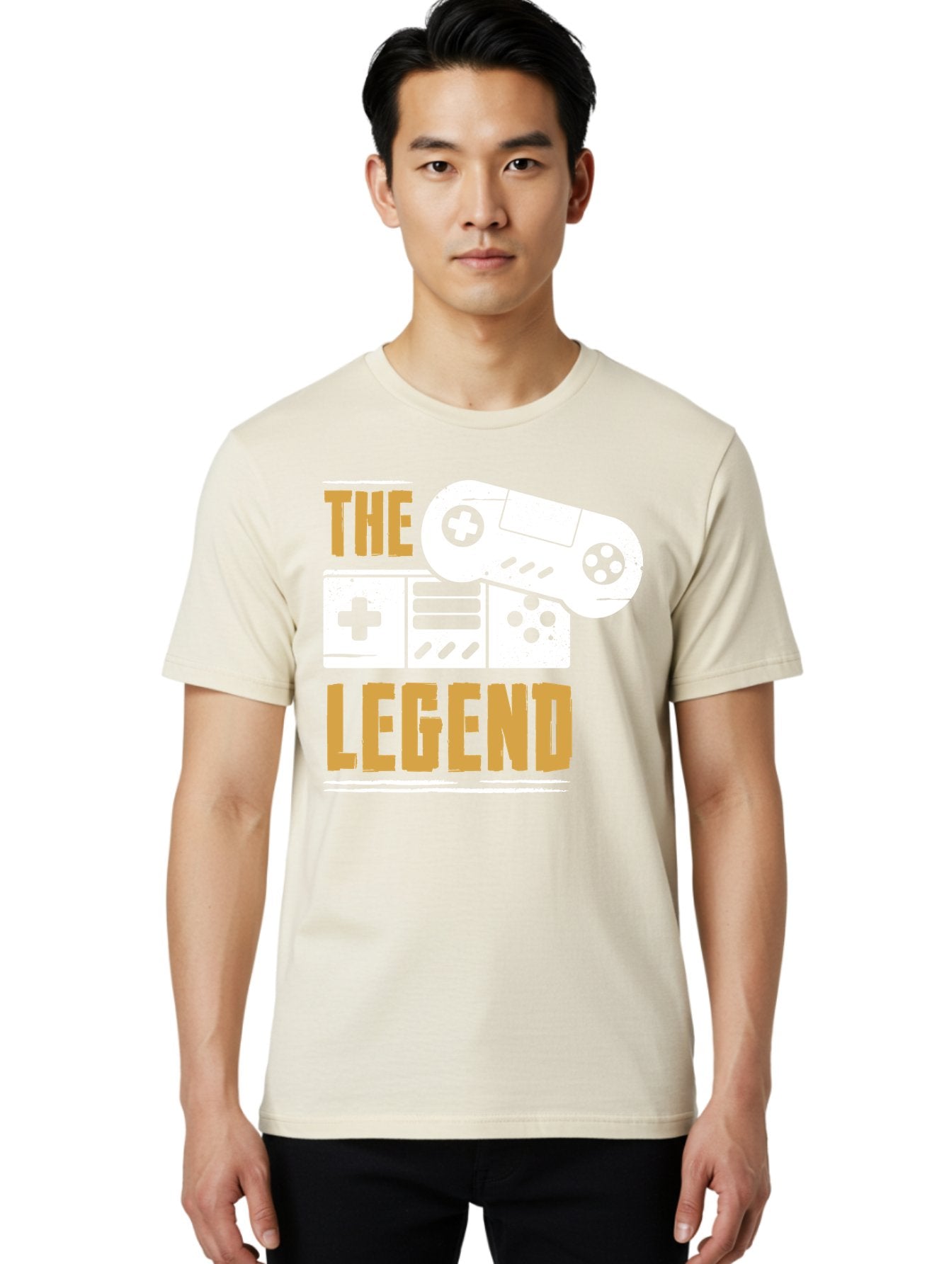 The-Legend Men'S Graphic Tee, 100% Cotton, Comfortable Casual Summer Wear, Machine Washable, Vintage Game Controller, Retro Gaming, Nostalgic Feel, Classic Video Games, Gaming Culture, Retro Tech, Pixel Art, Gaming Nostalgia -  Aaa664 18
