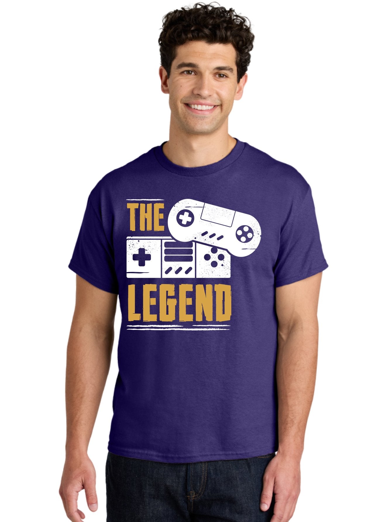 The-Legend Men'S Graphic Tee, 100% Cotton, Comfortable Casual Summer Wear, Machine Washable, Vintage Game Controller, Retro Gaming, Nostalgic Feel, Classic Video Games, Gaming Culture, Retro Tech, Pixel Art, Gaming Nostalgia -  Aaa664 25