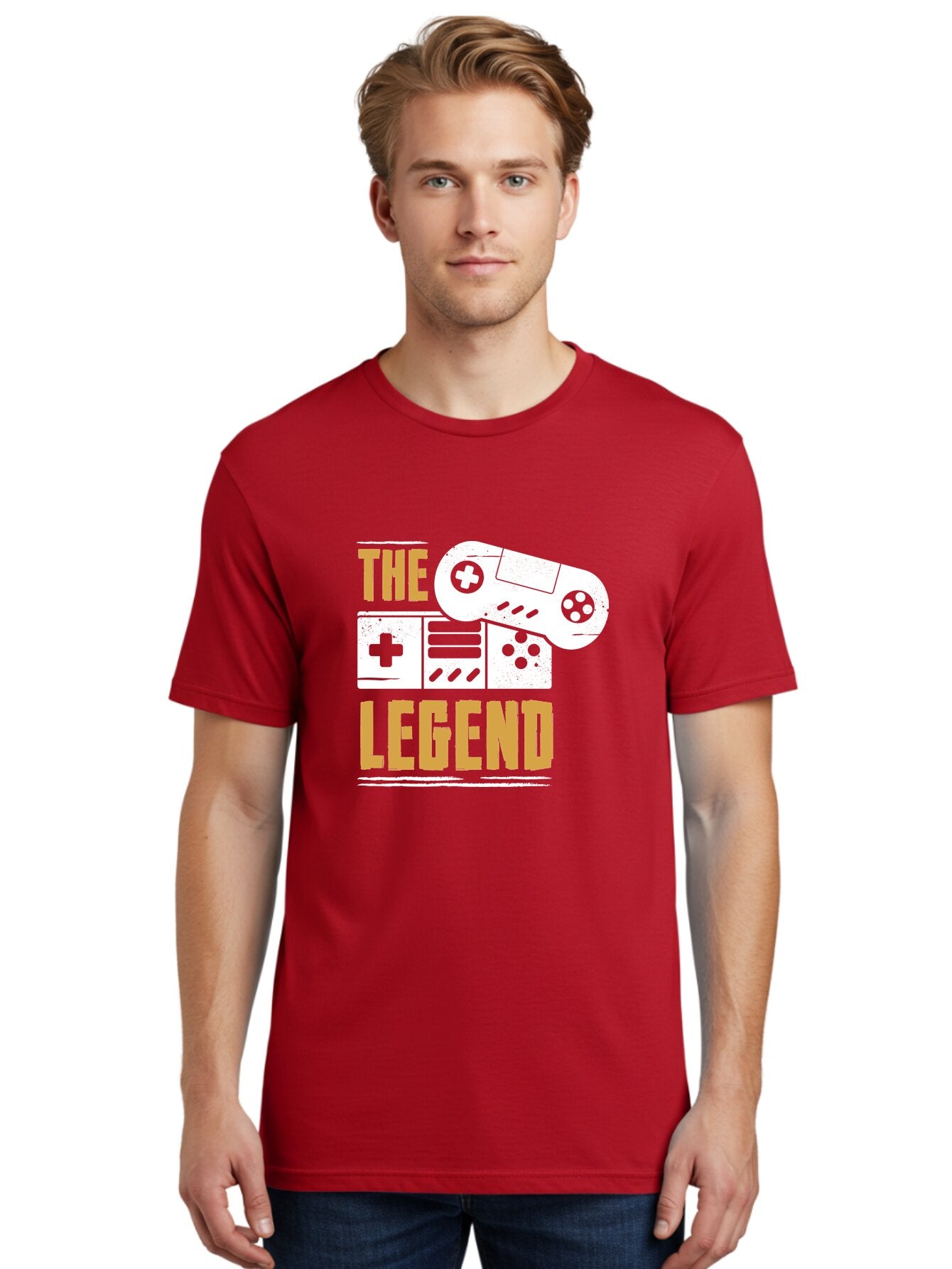 The-Legend Men'S Graphic Tee, 100% Cotton, Comfortable Casual Summer Wear, Machine Washable, Vintage Game Controller, Retro Gaming, Nostalgic Feel, Classic Video Games, Gaming Culture, Retro Tech, Pixel Art, Gaming Nostalgia -  Aaa664 16