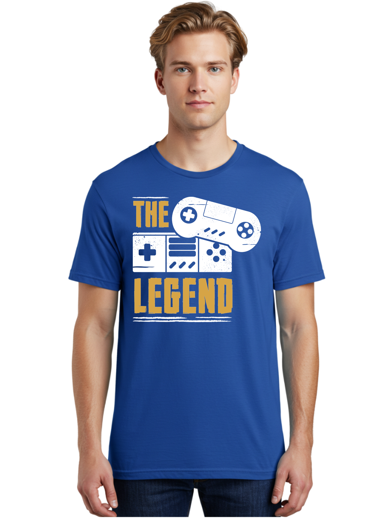 The-Legend Men'S Graphic Tee, 100% Cotton, Comfortable Casual Summer Wear, Machine Washable, Vintage Game Controller, Retro Gaming, Nostalgic Feel, Classic Video Games, Gaming Culture, Retro Tech, Pixel Art, Gaming Nostalgia -  Aaa664 26