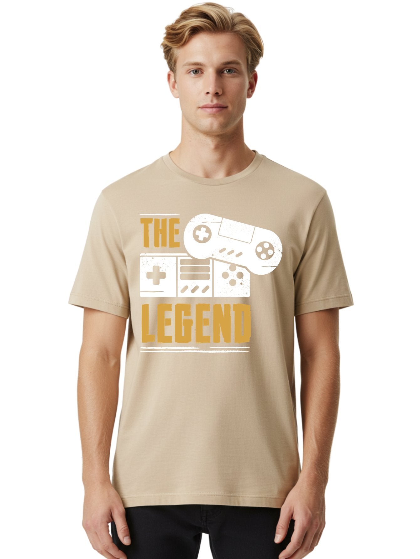 The-Legend Men'S Graphic Tee, 100% Cotton, Comfortable Casual Summer Wear, Machine Washable, Vintage Game Controller, Retro Gaming, Nostalgic Feel, Classic Video Games, Gaming Culture, Retro Tech, Pixel Art, Gaming Nostalgia -  Aaa664 28
