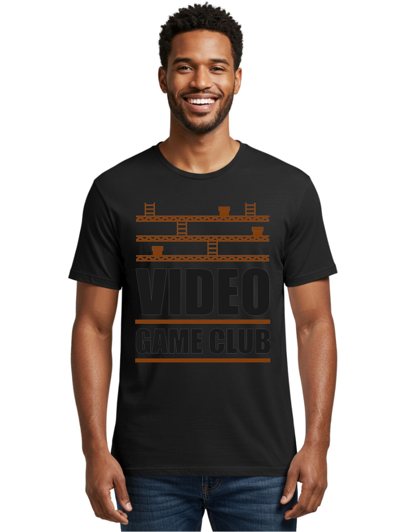 Video-Game-Club Men'S Graphic Tee, 100% Cotton, Comfortable Casual Summer Wear, Machine Washable, Video Game Club, Gaming Community, Retro Gaming, Pixel Art, Ladders, Platforms, Online Gaming Group, Gaming Culture -  Aaa665