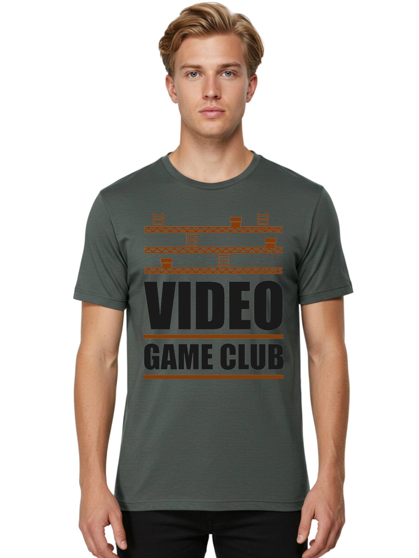 Video-Game-Club Men'S Graphic Tee, 100% Cotton, Comfortable Casual Summer Wear, Machine Washable, Video Game Club, Gaming Community, Retro Gaming, Pixel Art, Ladders, Platforms, Online Gaming Group, Gaming Culture -  Aaa665 4