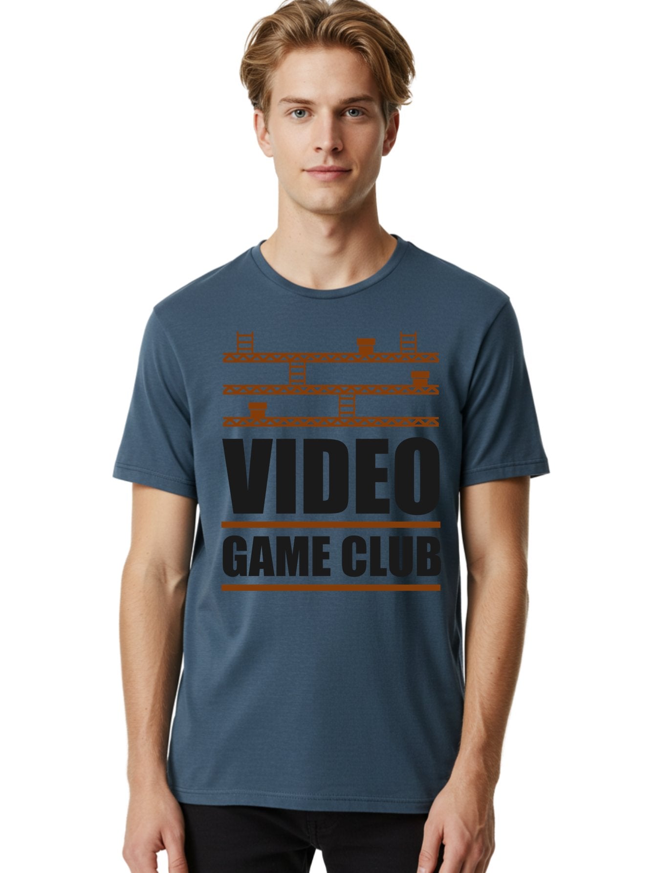 Video-Game-Club Men'S Graphic Tee, 100% Cotton, Comfortable Casual Summer Wear, Machine Washable, Video Game Club, Gaming Community, Retro Gaming, Pixel Art, Ladders, Platforms, Online Gaming Group, Gaming Culture -  Aaa665 16