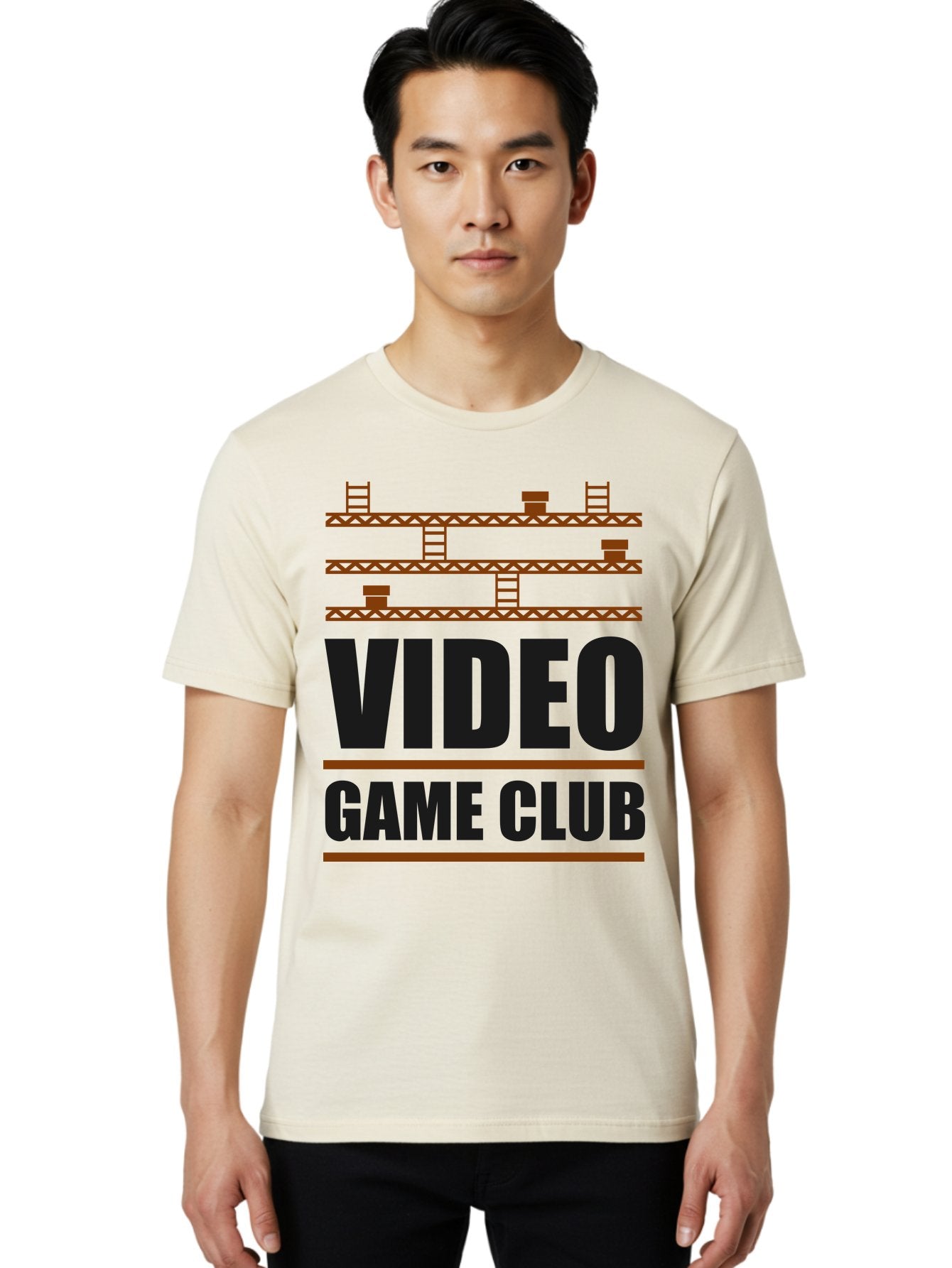 Video-Game-Club Men'S Graphic Tee, 100% Cotton, Comfortable Casual Summer Wear, Machine Washable, Video Game Club, Gaming Community, Retro Gaming, Pixel Art, Ladders, Platforms, Online Gaming Group, Gaming Culture -  Aaa665 20