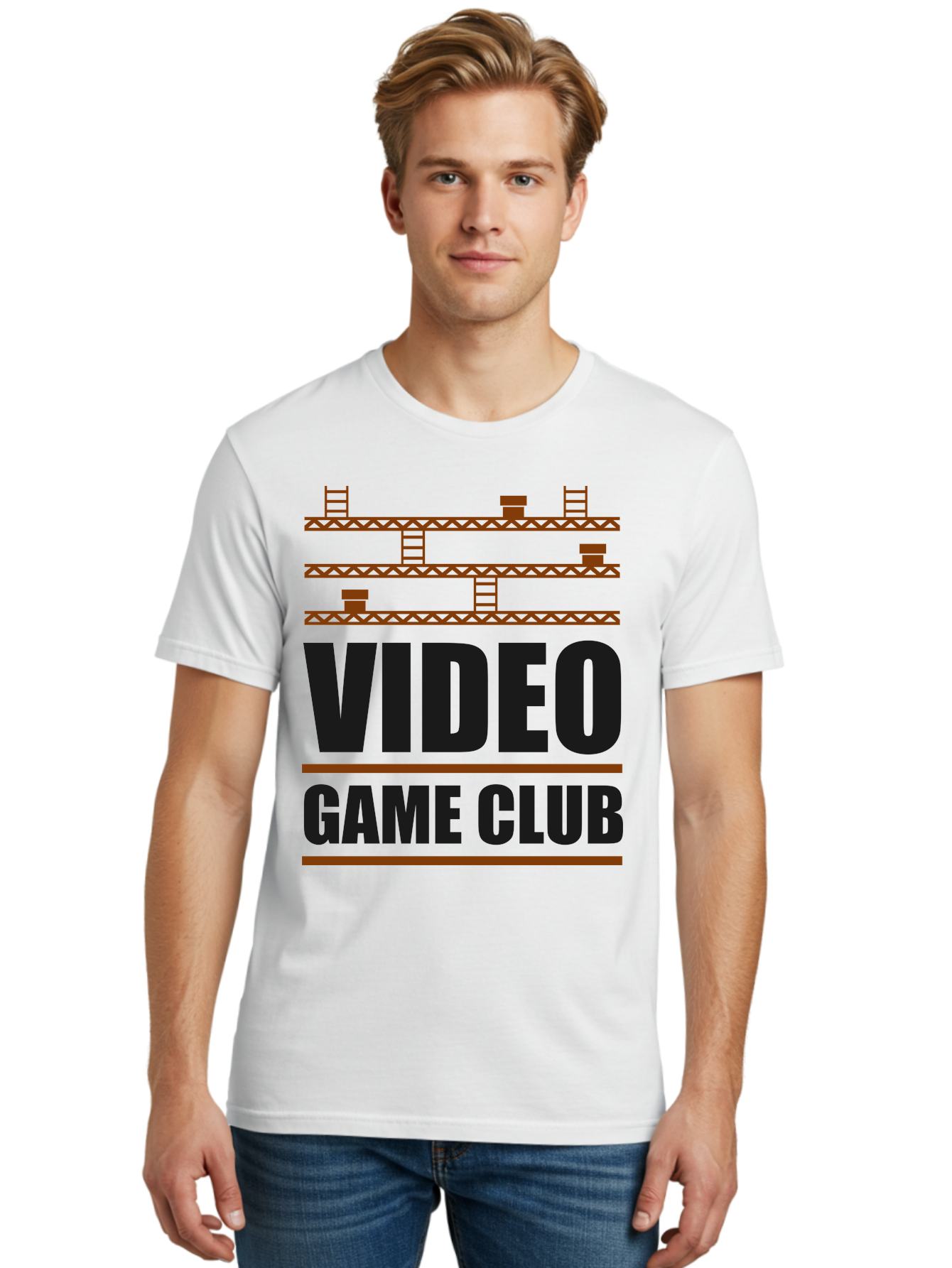 Video-Game-Club Men'S Graphic Tee, 100% Cotton, Comfortable Casual Summer Wear, Machine Washable, Video Game Club, Gaming Community, Retro Gaming, Pixel Art, Ladders, Platforms, Online Gaming Group, Gaming Culture -  Aaa665 30