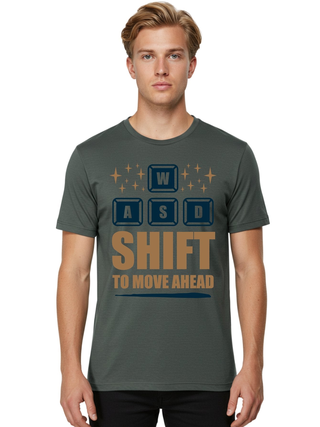 Wasd-Shift-To-Move-Ahead Men'S Graphic Tee, 100% Cotton, Comfortable Casual Summer Wear, Machine Washable, Gaming Keyboard Controls, Wasd Keys, Shift Key, Gaming Tips, Move Ahead, Progress, Gaming Movement, Keyboard Shortcuts, Gaming Advice -  Aaa667 27