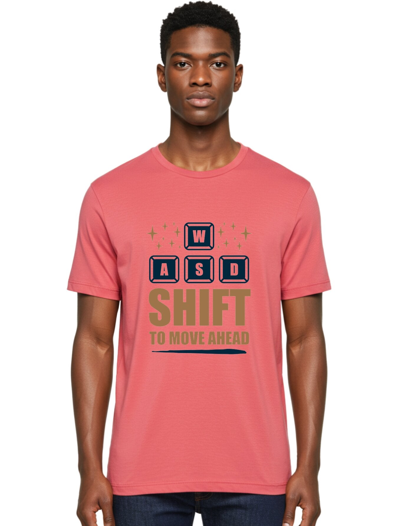 Wasd-Shift-To-Move-Ahead Men'S Graphic Tee, 100% Cotton, Comfortable Casual Summer Wear, Machine Washable, Gaming Keyboard Controls, Wasd Keys, Shift Key, Gaming Tips, Move Ahead, Progress, Gaming Movement, Keyboard Shortcuts, Gaming Advice -  Aaa667 29