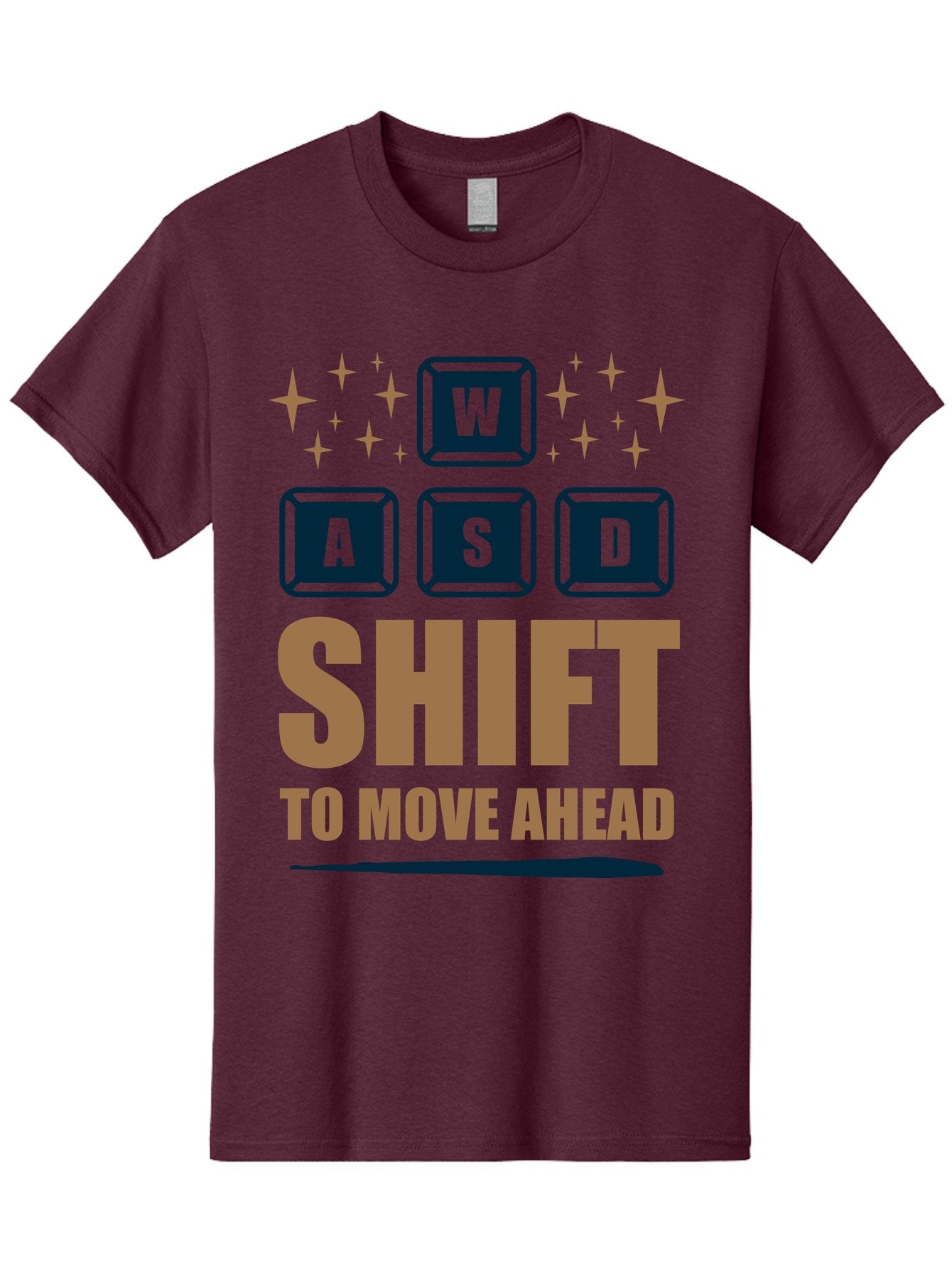 Wasd-Shift-To-Move-Ahead Men'S Graphic Tee, 100% Cotton, Comfortable Casual Summer Wear, Machine Washable, Gaming Keyboard Controls, Wasd Keys, Shift Key, Gaming Tips, Move Ahead, Progress, Gaming Movement, Keyboard Shortcuts, Gaming Advice -  Aaa667