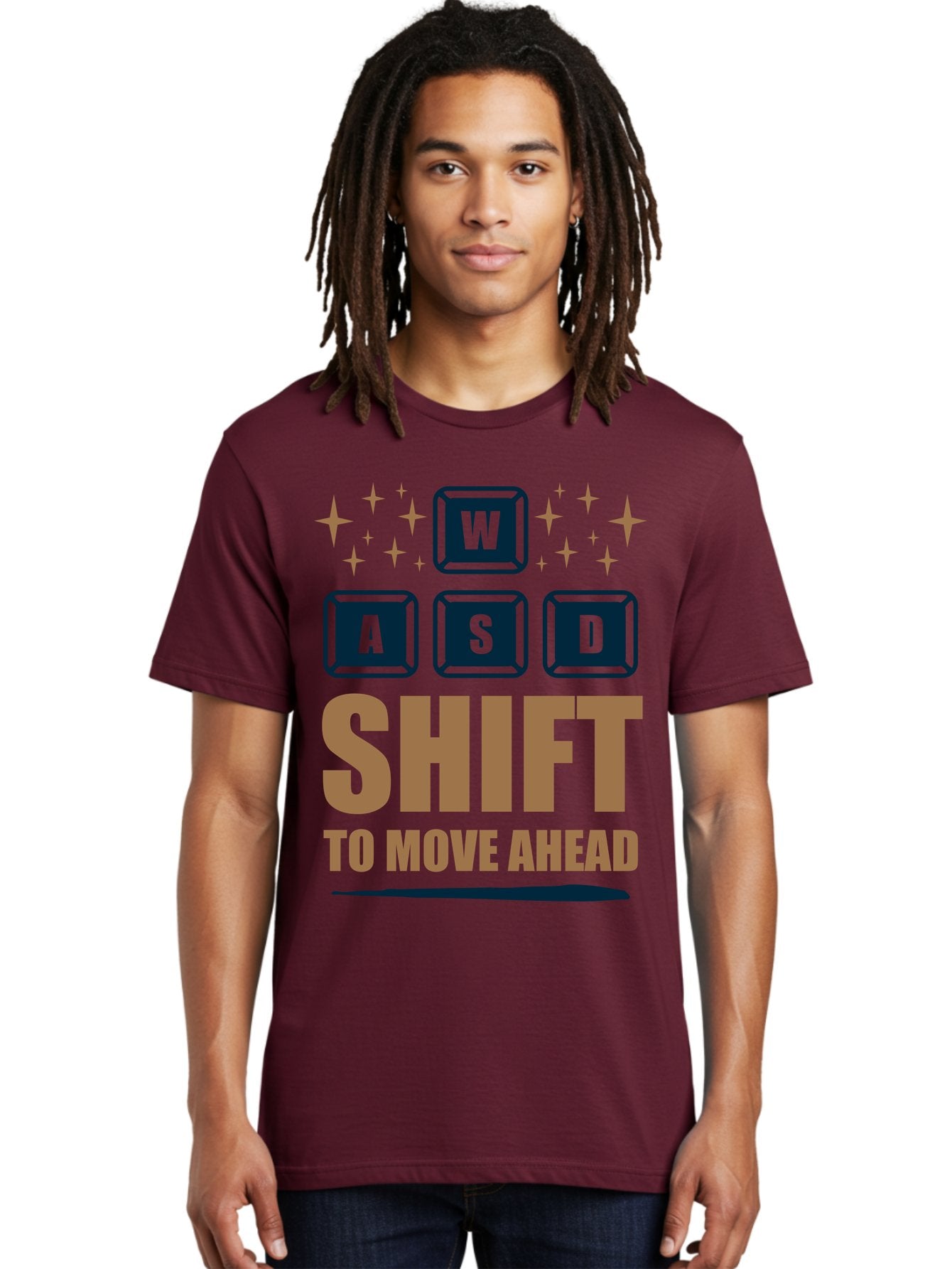 Wasd-Shift-To-Move-Ahead Men'S Graphic Tee, 100% Cotton, Comfortable Casual Summer Wear, Machine Washable, Gaming Keyboard Controls, Wasd Keys, Shift Key, Gaming Tips, Move Ahead, Progress, Gaming Movement, Keyboard Shortcuts, Gaming Advice -  Aaa667 19