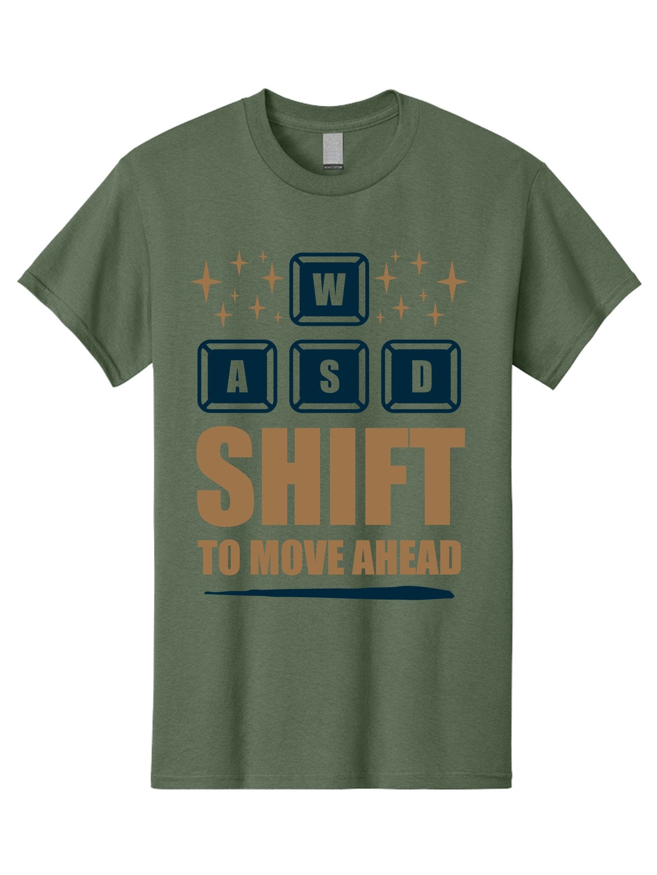Wasd-Shift-To-Move-Ahead Men'S Graphic Tee, 100% Cotton, Comfortable Casual Summer Wear, Machine Washable, Gaming Keyboard Controls, Wasd Keys, Shift Key, Gaming Tips, Move Ahead, Progress, Gaming Movement, Keyboard Shortcuts, Gaming Advice -  Aaa667