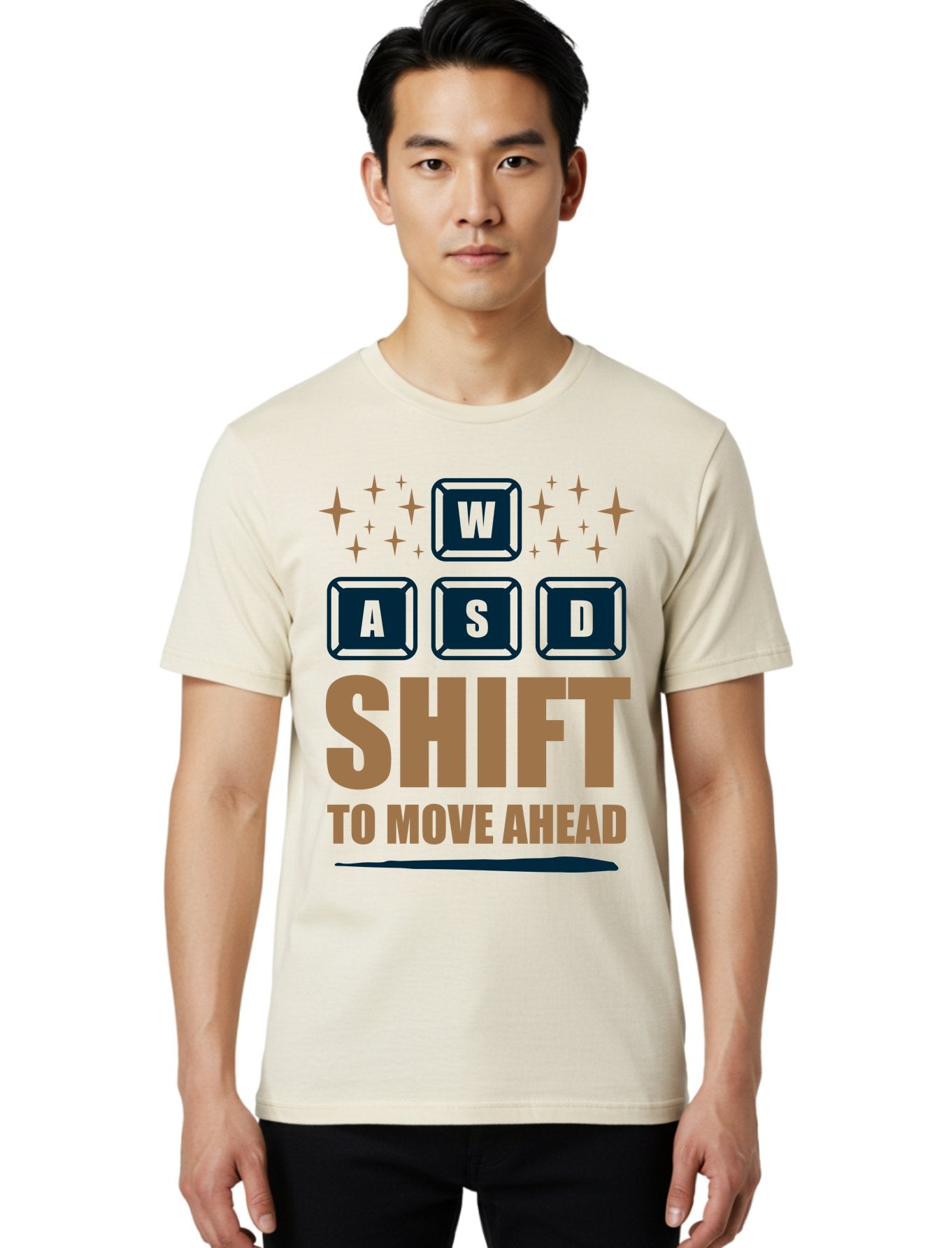Wasd-Shift-To-Move-Ahead Men'S Graphic Tee, 100% Cotton, Comfortable Casual Summer Wear, Machine Washable, Gaming Keyboard Controls, Wasd Keys, Shift Key, Gaming Tips, Move Ahead, Progress, Gaming Movement, Keyboard Shortcuts, Gaming Advice -  Aaa667 26