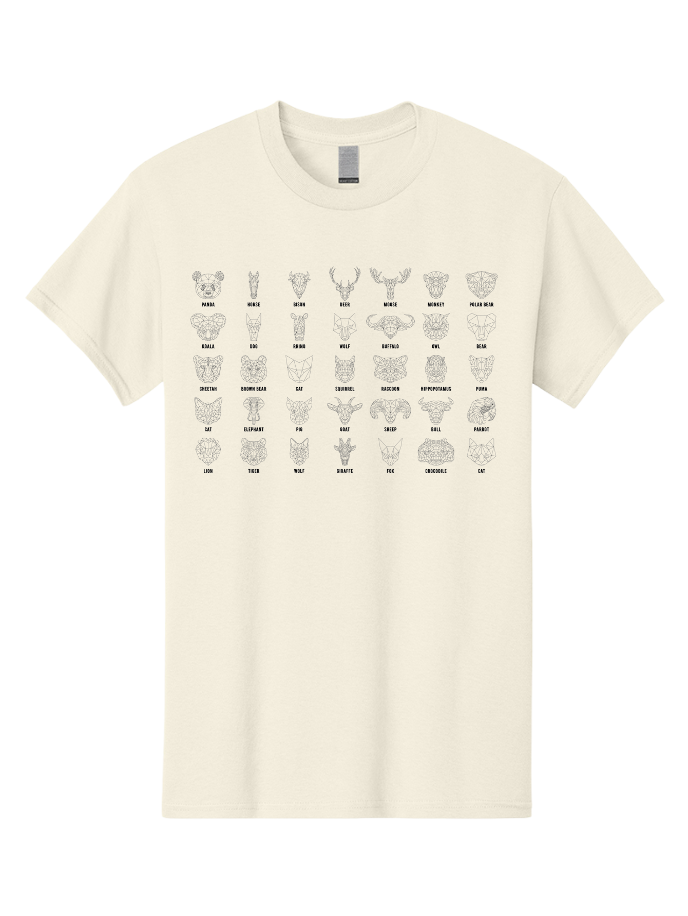 Animal-Silhouettes Men'S Graphic Tee, 100% Cotton, Comfortable Casual Summer Wear, Machine Washable, Animal Heads, Wildlife Illustrations, Mammal Faces, Fauna Silhouettes, Animal Profiles, Zoological Graphics, Wildlife Art, Animal Designs, -  Aaa669 13