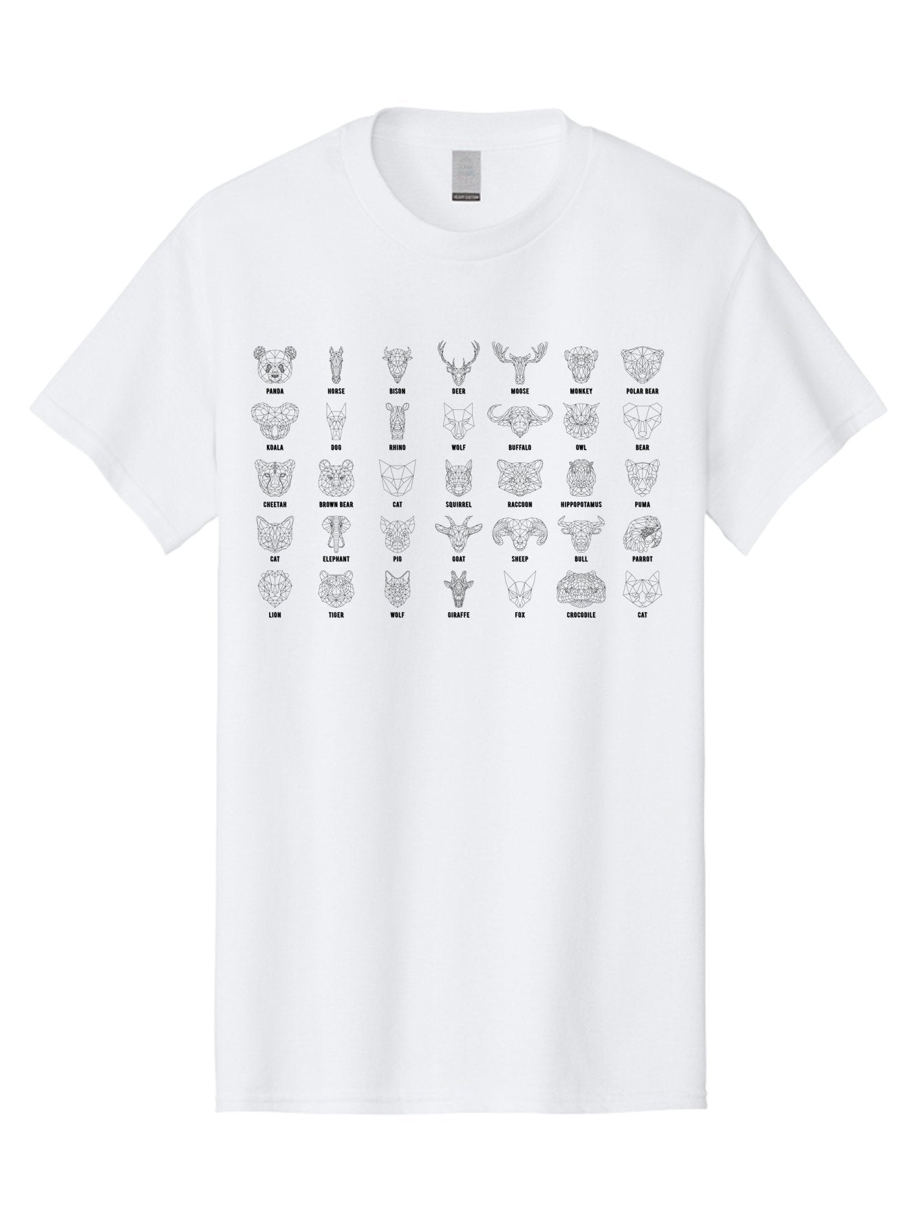 Animal-Silhouettes Men'S Graphic Tee, 100% Cotton, Comfortable Casual Summer Wear, Machine Washable, Animal Heads, Wildlife Illustrations, Mammal Faces, Fauna Silhouettes, Animal Profiles, Zoological Graphics, Wildlife Art, Animal Designs, -  Aaa669