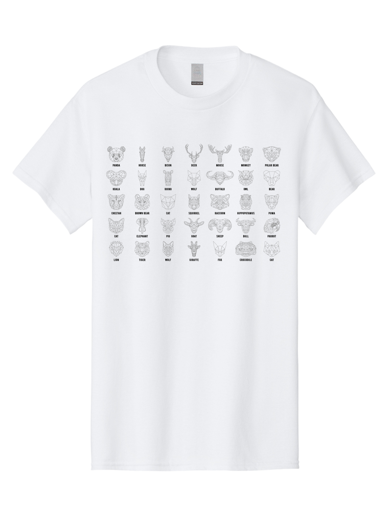 Animal-Silhouettes Men'S Graphic Tee, 100% Cotton, Comfortable Casual Summer Wear, Machine Washable, Animal Heads, Wildlife Illustrations, Mammal Faces, Fauna Silhouettes, Animal Profiles, Zoological Graphics, Wildlife Art, Animal Designs, -  Aaa669 5