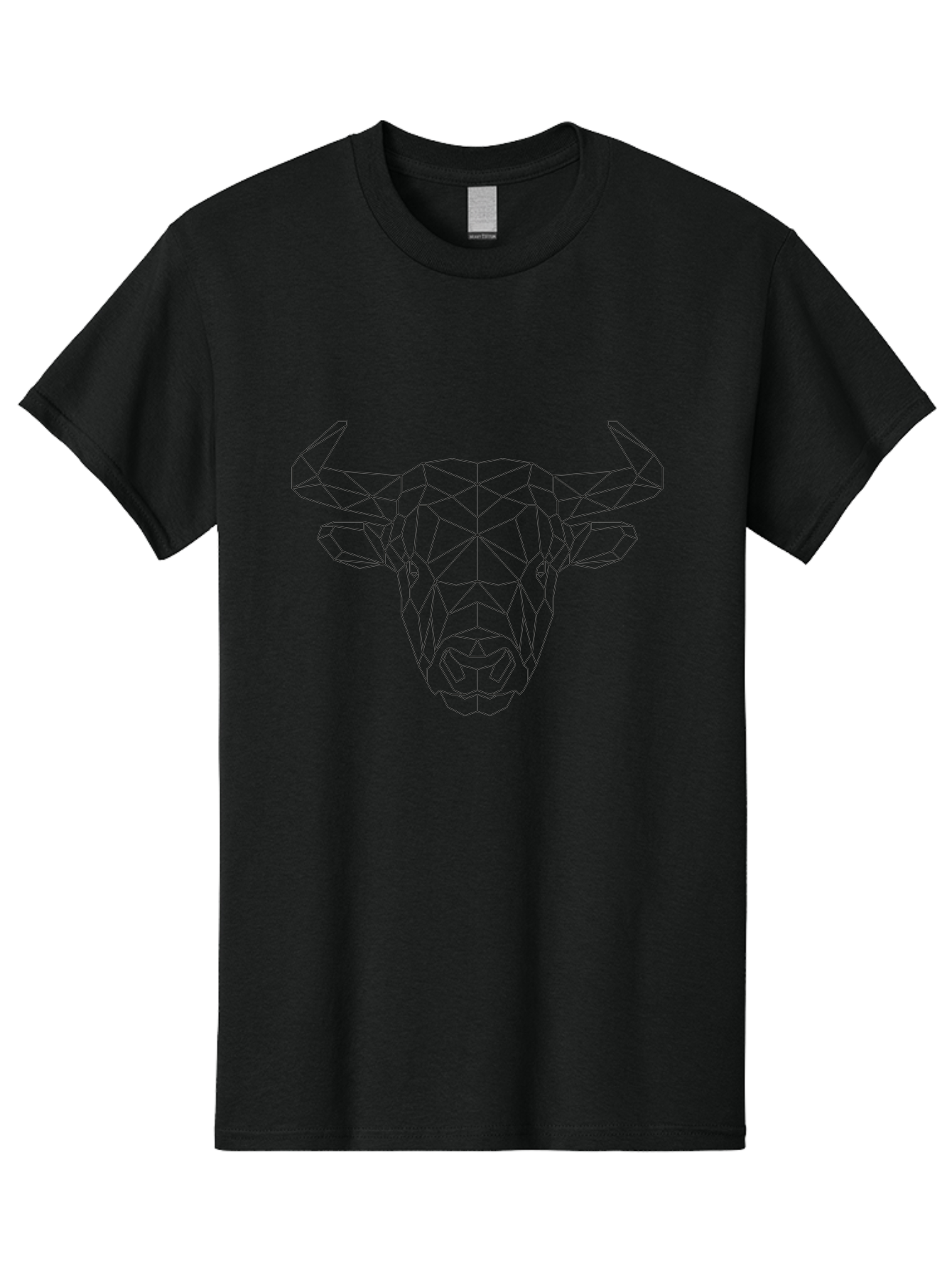 Bull-Head-1 Men'S Graphic Tee, 100% Cotton, Comfortable Casual Summer Wear, Machine Washable, Geometric Bull Head, Wireframe Art, Low Poly Design, Abstract Animal, Modern Minimalist, Futuristic Style, Bull Silhouette, Angular Shapes, -  Aaa671