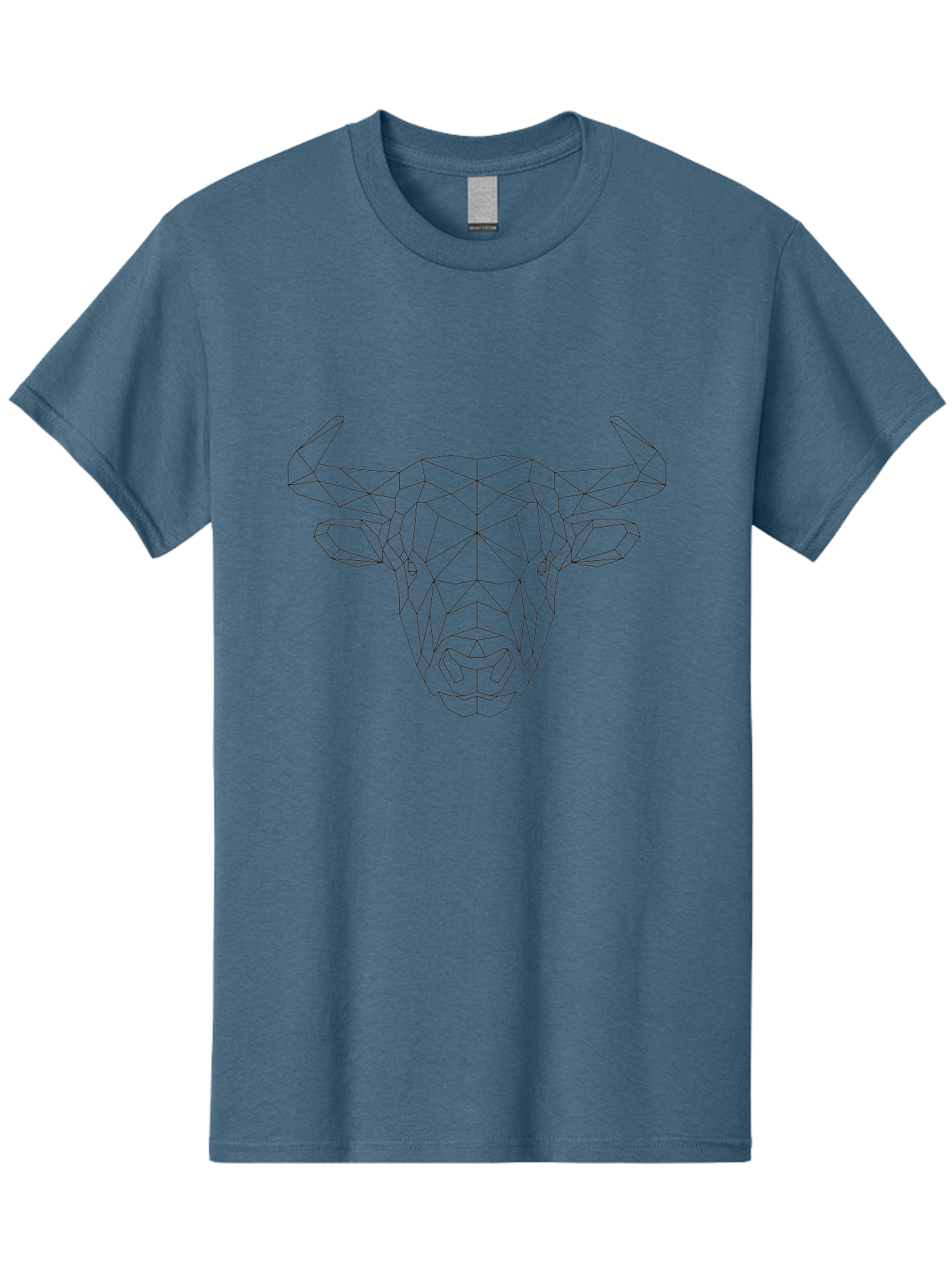 Bull-Head-1 Men'S Graphic Tee, 100% Cotton, Comfortable Casual Summer Wear, Machine Washable, Geometric Bull Head, Wireframe Art, Low Poly Design, Abstract Animal, Modern Minimalist, Futuristic Style, Bull Silhouette, Angular Shapes, -  Aaa671 11