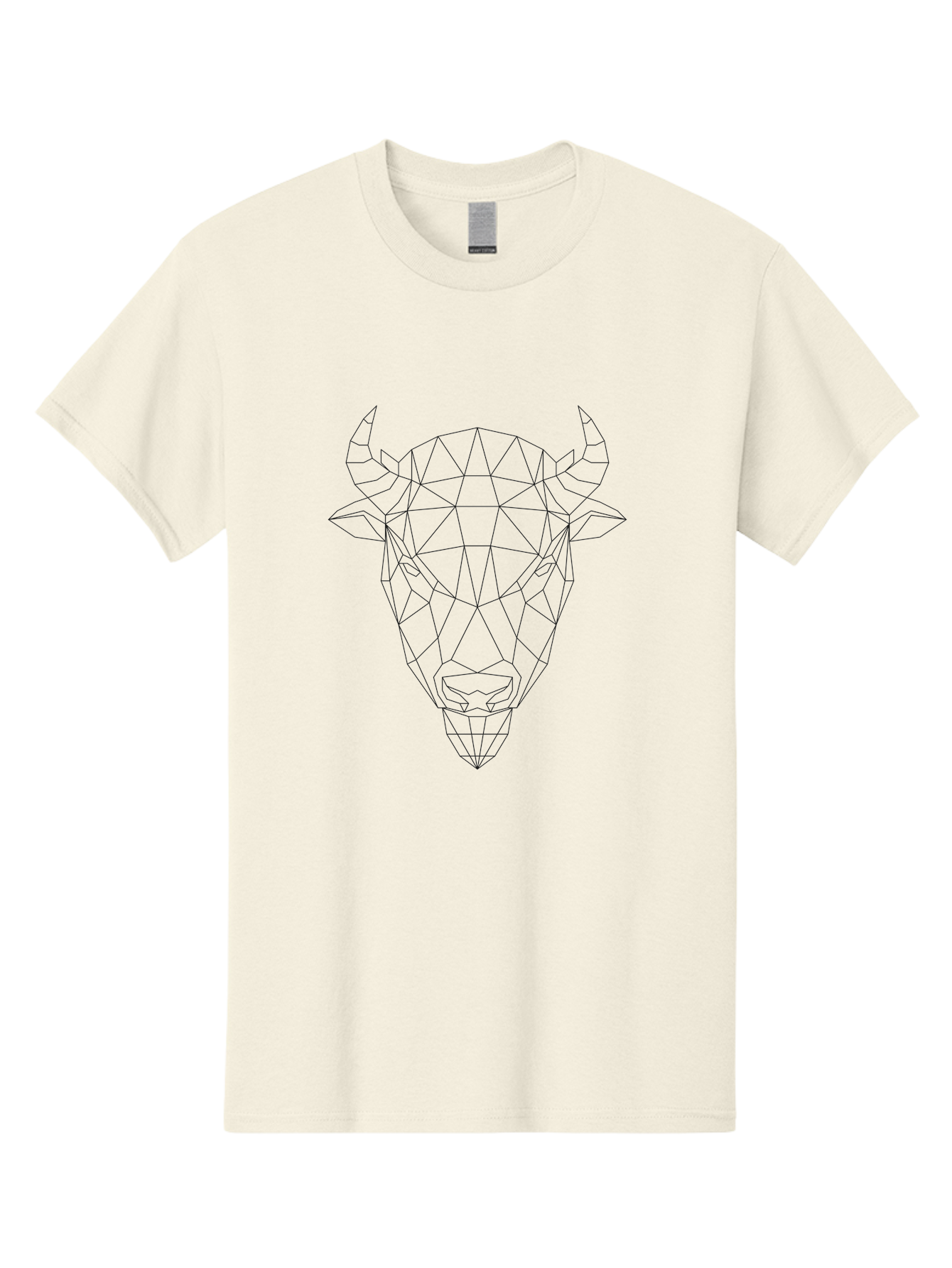 Bull-Head-Geometric Men'S Graphic Tee, 100% Cotton, Comfortable Casual Summer Wear, Machine Washable, Geometric Bull Head, Low Poly Art, Modern Design, Abstract Animal, Minimalist Style, Sharp Lines, Angular Shapes -  Aaa674 17
