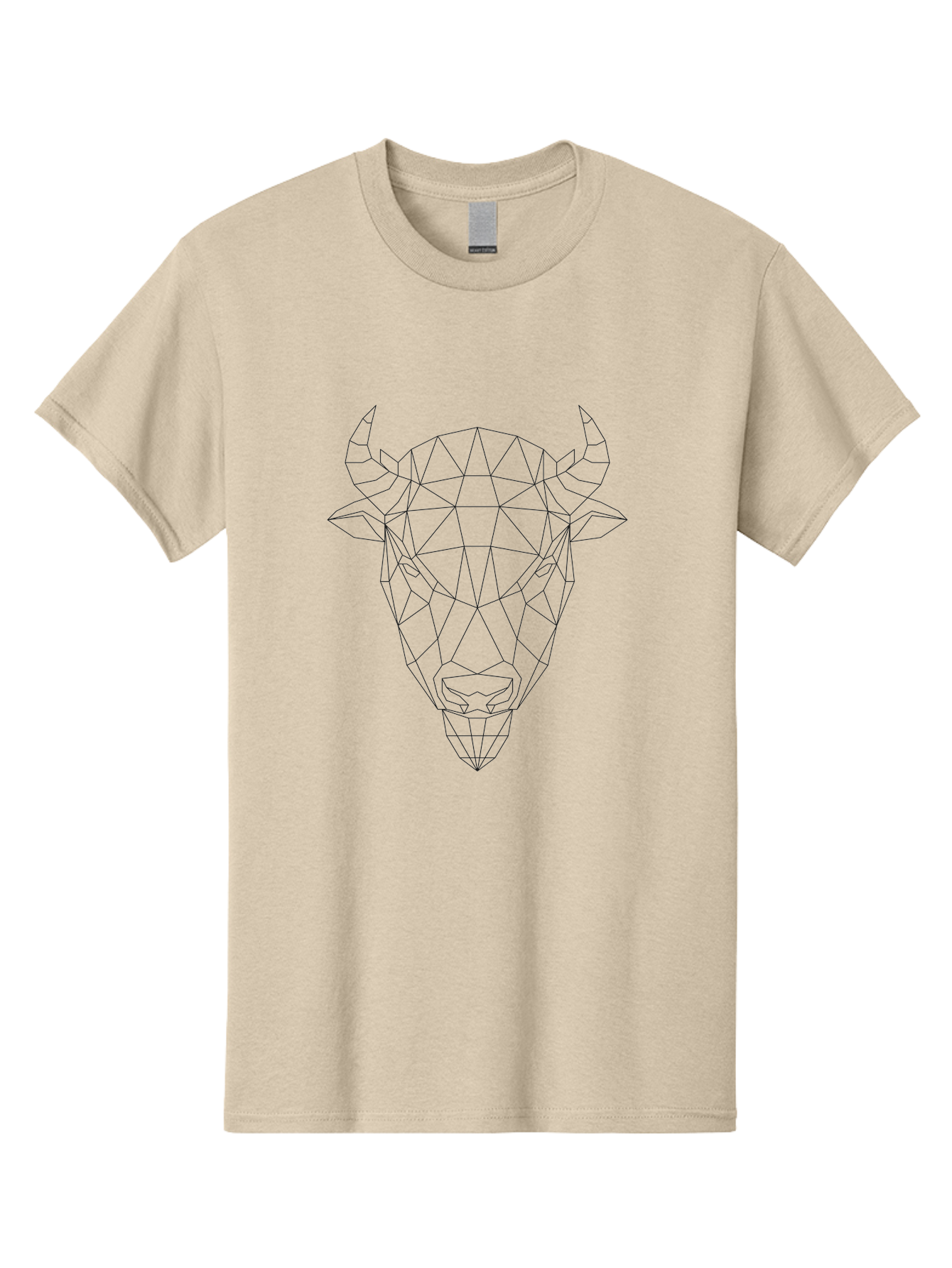 Bull-Head-Geometric Men'S Graphic Tee, 100% Cotton, Comfortable Casual Summer Wear, Machine Washable, Geometric Bull Head, Low Poly Art, Modern Design, Abstract Animal, Minimalist Style, Sharp Lines, Angular Shapes -  Aaa674 27