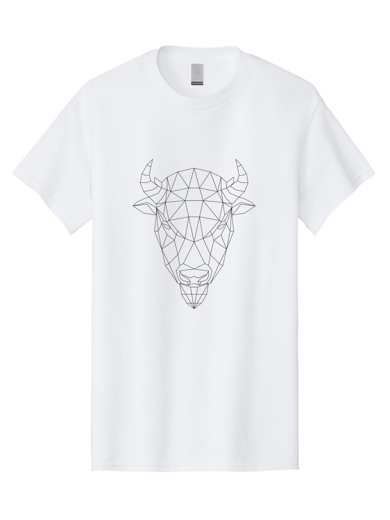 Bull-Head-Geometric Men'S Graphic Tee, 100% Cotton, Comfortable Casual Summer Wear, Machine Washable, Geometric Bull Head, Low Poly Art, Modern Design, Abstract Animal, Minimalist Style, Sharp Lines, Angular Shapes -  Aaa674 29