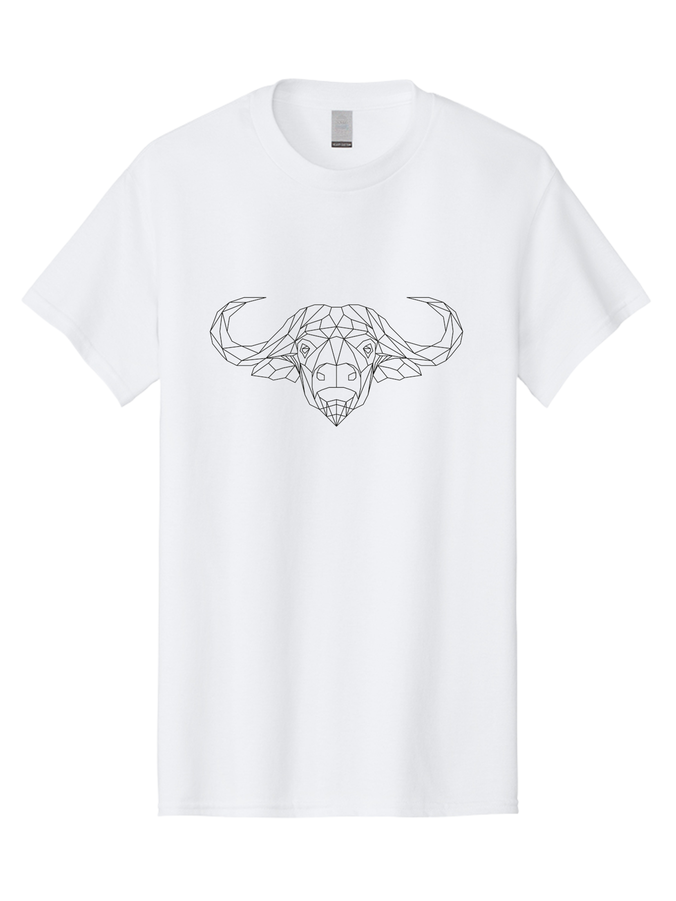 Bull-Head Men'S Graphic Tee, 100% Cotton, Comfortable Casual Summer Wear, Machine Washable, Geometric Bull Head, Minimalist Design, Modern Art, Low Poly Style, Black Outline, Abstract Animal, Futuristic Illustration, Bull Face -  Aaa675 29