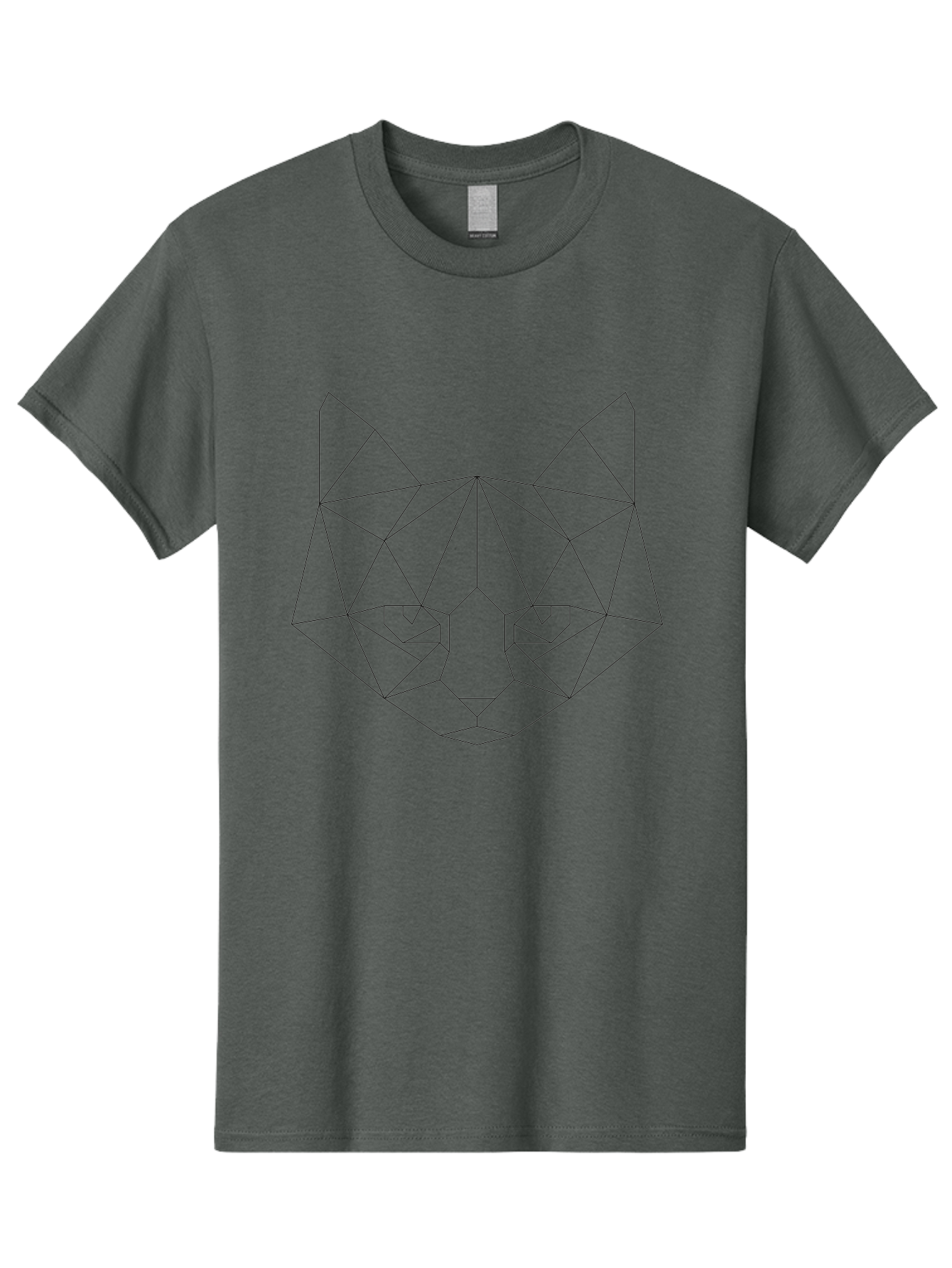 Cat-Face Men'S Graphic Tee, 100% Cotton, Comfortable Casual Summer Wear, Machine Washable, Geometric Cat Face, Low Poly Art, Minimalist Design, Cat Eyes, Feline Features, Abstract Illustration, Modern Graphics, Digital Art -  Aaa676 19
