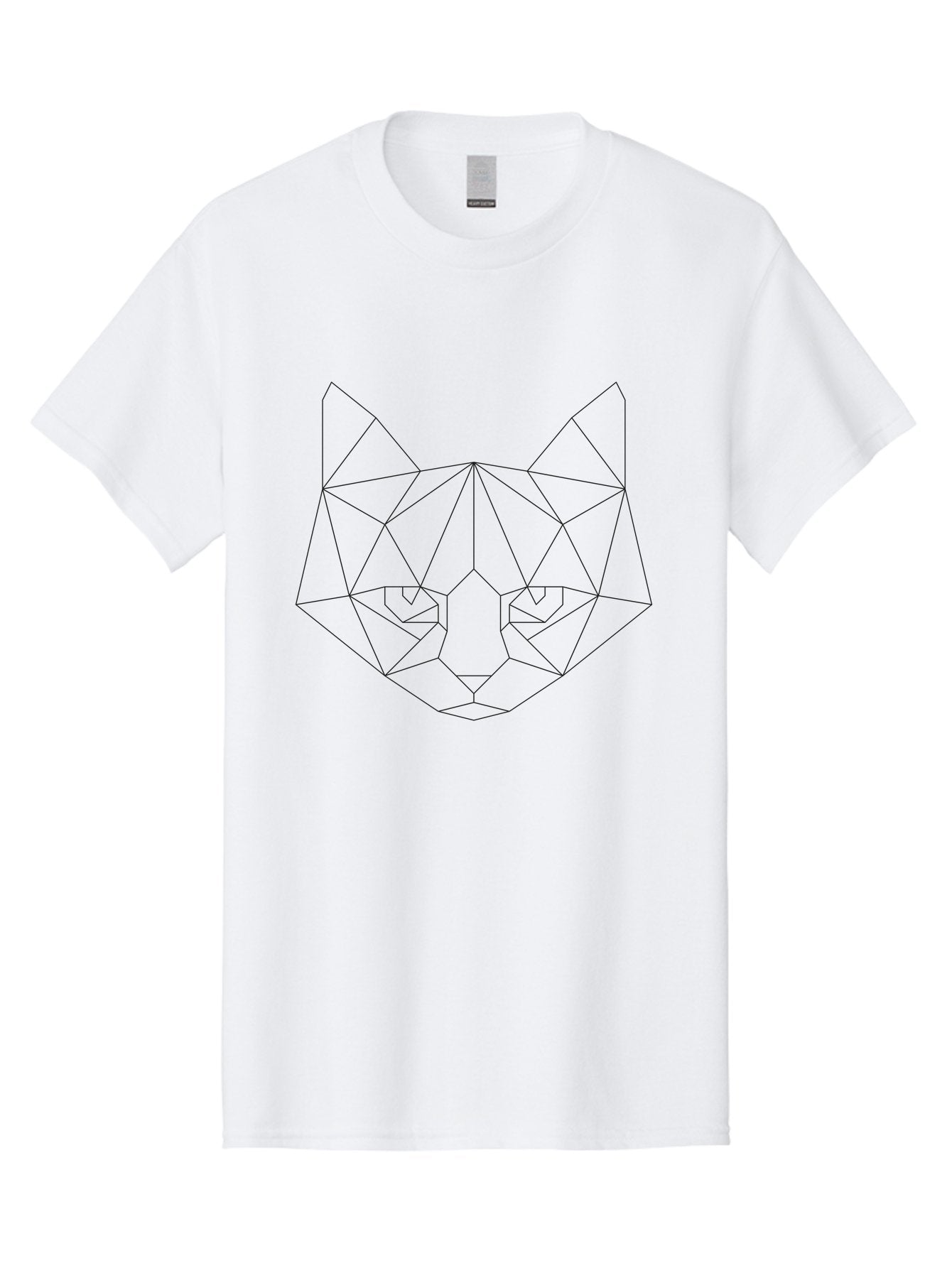 Cat-Face Men'S Graphic Tee, 100% Cotton, Comfortable Casual Summer Wear, Machine Washable, Geometric Cat Face, Low Poly Art, Minimalist Design, Cat Eyes, Feline Features, Abstract Illustration, Modern Graphics, Digital Art -  Aaa676 10