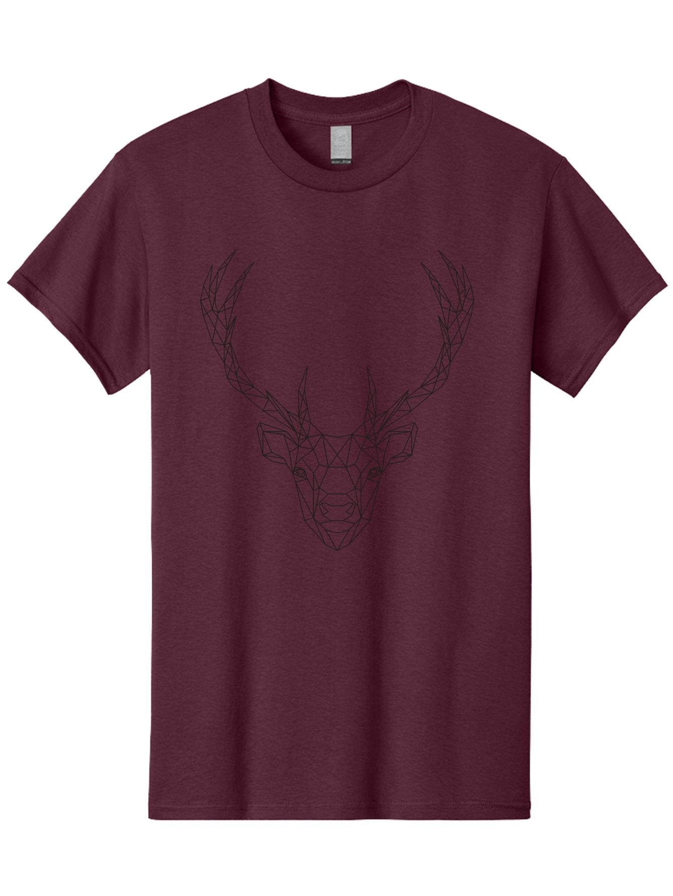 Deer-Head Men'S Graphic Tee, 100% Cotton, Comfortable Casual Summer Wear, Machine Washable, Geometric Deer Head, Wireframe Art, Low Poly Design, Minimalist Style, Abstract Animal, Modern Illustration, Deer Silhouette, Polygonal Art, -  Aaa677 10