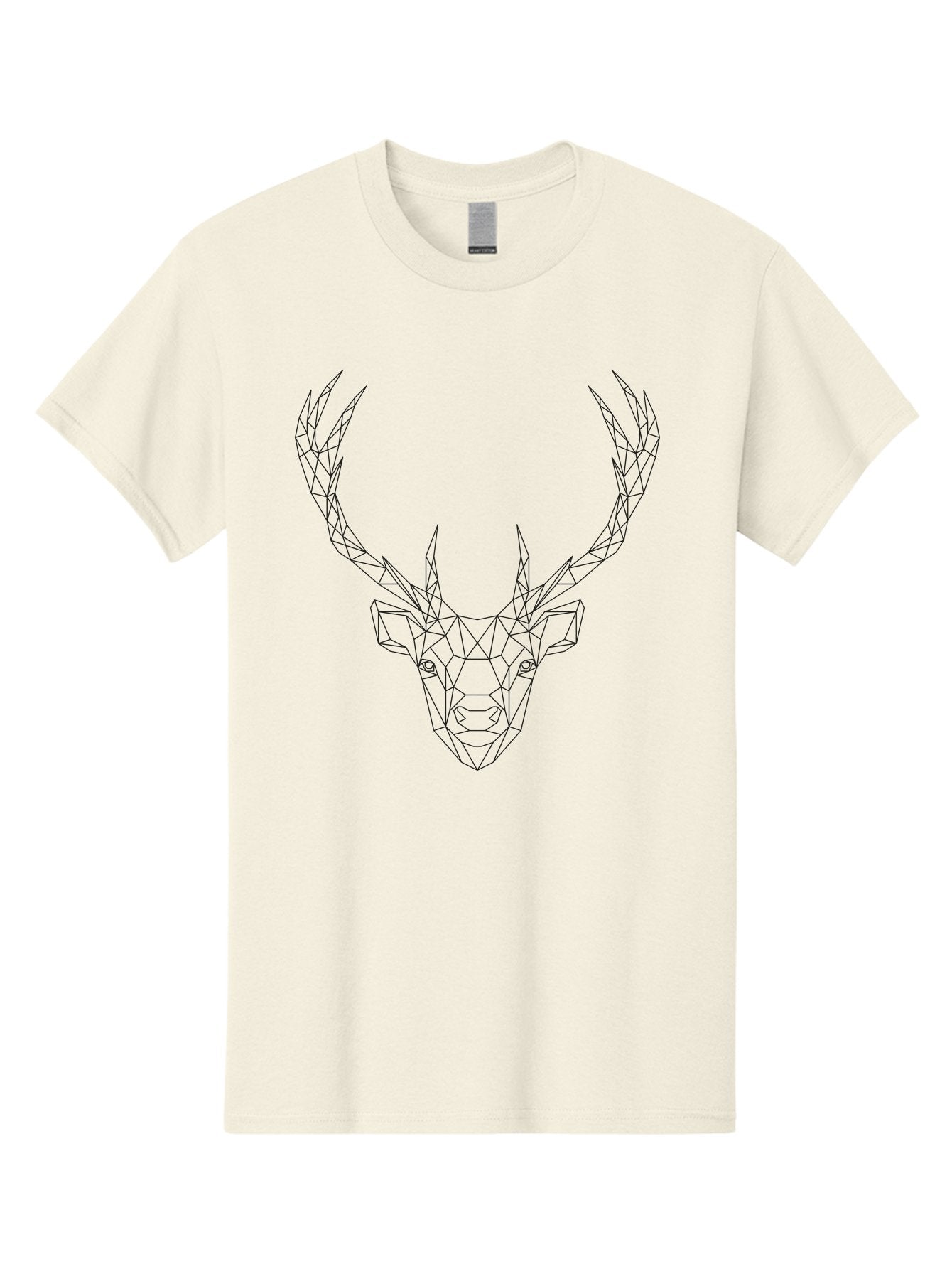 Deer-Head Men'S Graphic Tee, 100% Cotton, Comfortable Casual Summer Wear, Machine Washable, Geometric Deer Head, Wireframe Art, Low Poly Design, Minimalist Style, Abstract Animal, Modern Illustration, Deer Silhouette, Polygonal Art, -  Aaa677 13