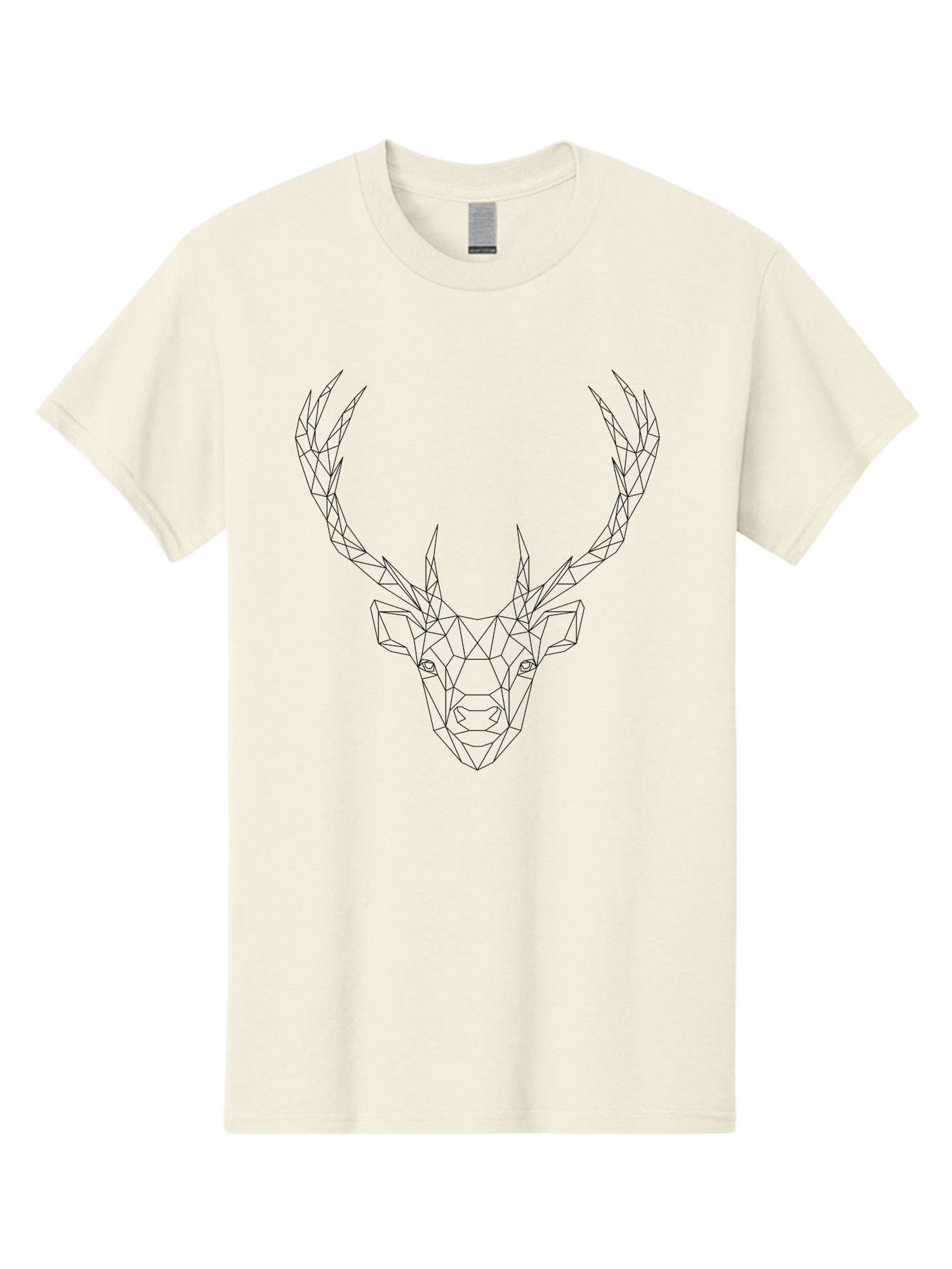 Deer-Head Men'S Graphic Tee, 100% Cotton, Comfortable Casual Summer Wear, Machine Washable, Geometric Deer Head, Wireframe Art, Low Poly Design, Minimalist Style, Abstract Animal, Modern Illustration, Deer Silhouette, Polygonal Art, -  Aaa677 17