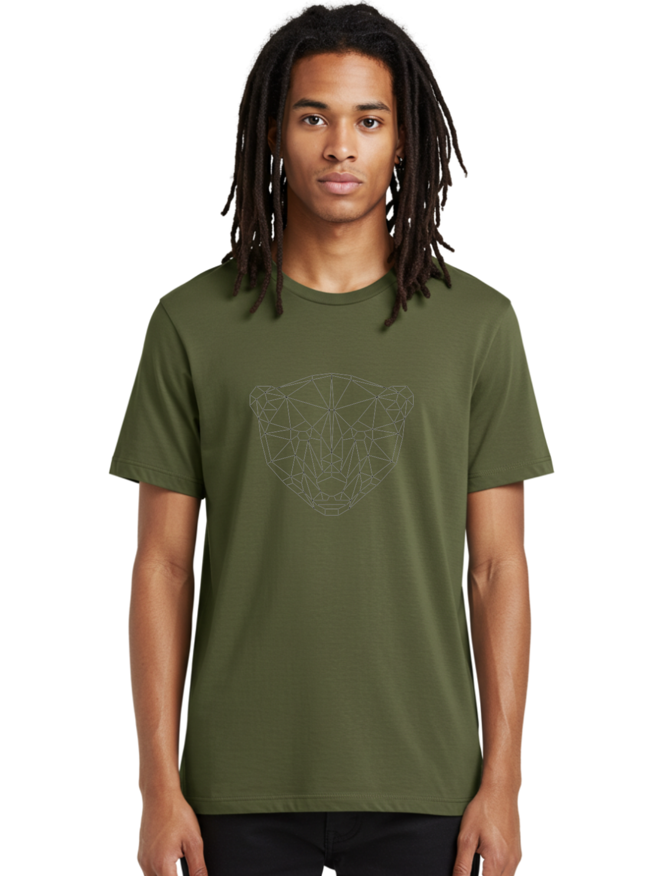 Diamond-1 Men'S Graphic Tee, 100% Cotton, Comfortable Casual Summer Wear, Machine Washable, Geometric Bear Face, Low Poly Art, Minimalist Design, Black Lines, Polygon Shapes, Modern Illustration, Stylized Bear, Digital Art, Simple Shapes -  Aaa678 16