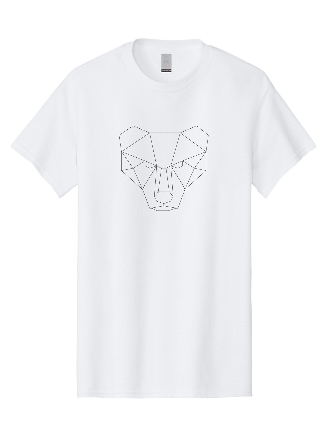 Geometric-Bear-Head-1 Men'S Graphic Tee, 100% Cotton, Comfortable Casual Summer Wear, Machine Washable, Geometric Bear, Polygonal Art, Low Poly Design, Minimalist Illustration, Black And White Graphic, Modern Animal Art, Angular Shapes, -  Aaa681 4