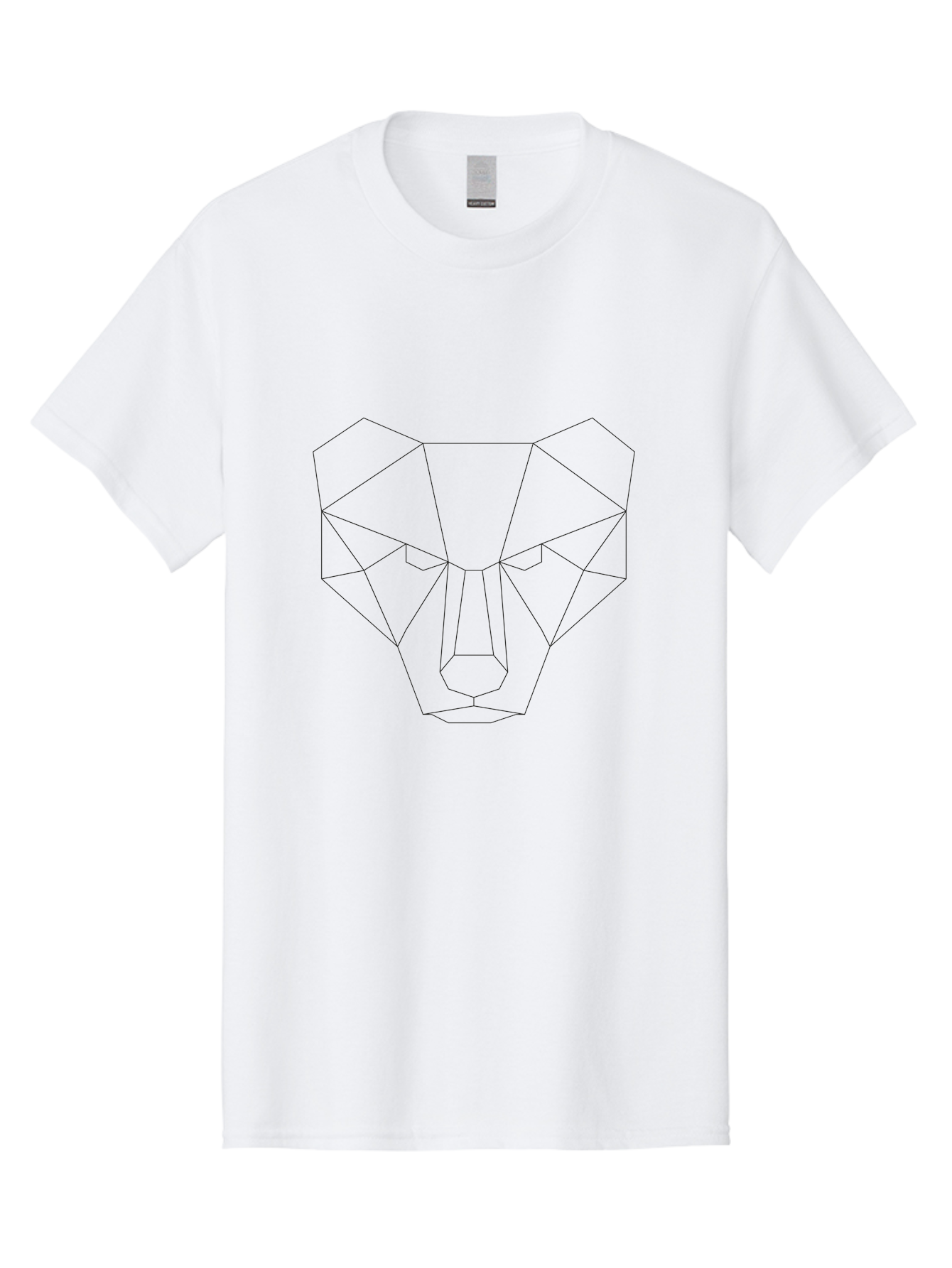 Geometric-Bear-Head Men'S Graphic Tee, 100% Cotton, Comfortable Casual Summer Wear, Machine Washable, Geometric Bear, Low Poly Art, Animal Face, Modern Design, Minimalist Style, Black Lines, Polygonal Shape, Abstract Representation, -  Aaa684 29