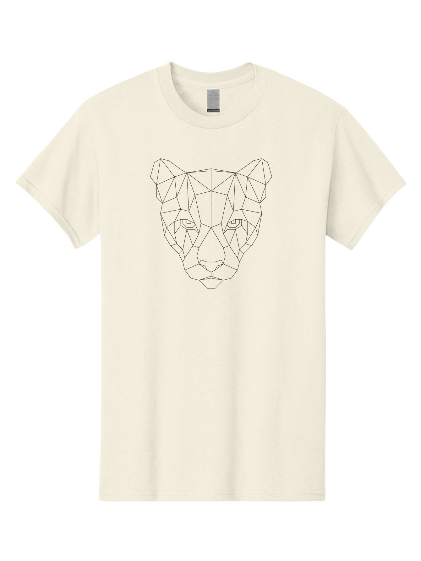 Geometric-Cat-2 Men'S Graphic Tee, 100% Cotton, Comfortable Casual Summer Wear, Machine Washable, Geometric Panther, Low Poly Art, Minimalist Design, Modern Illustration, Black Outline, Wild Cat, Polygon Shapes, Abstract Animal, -  Aaa687 13