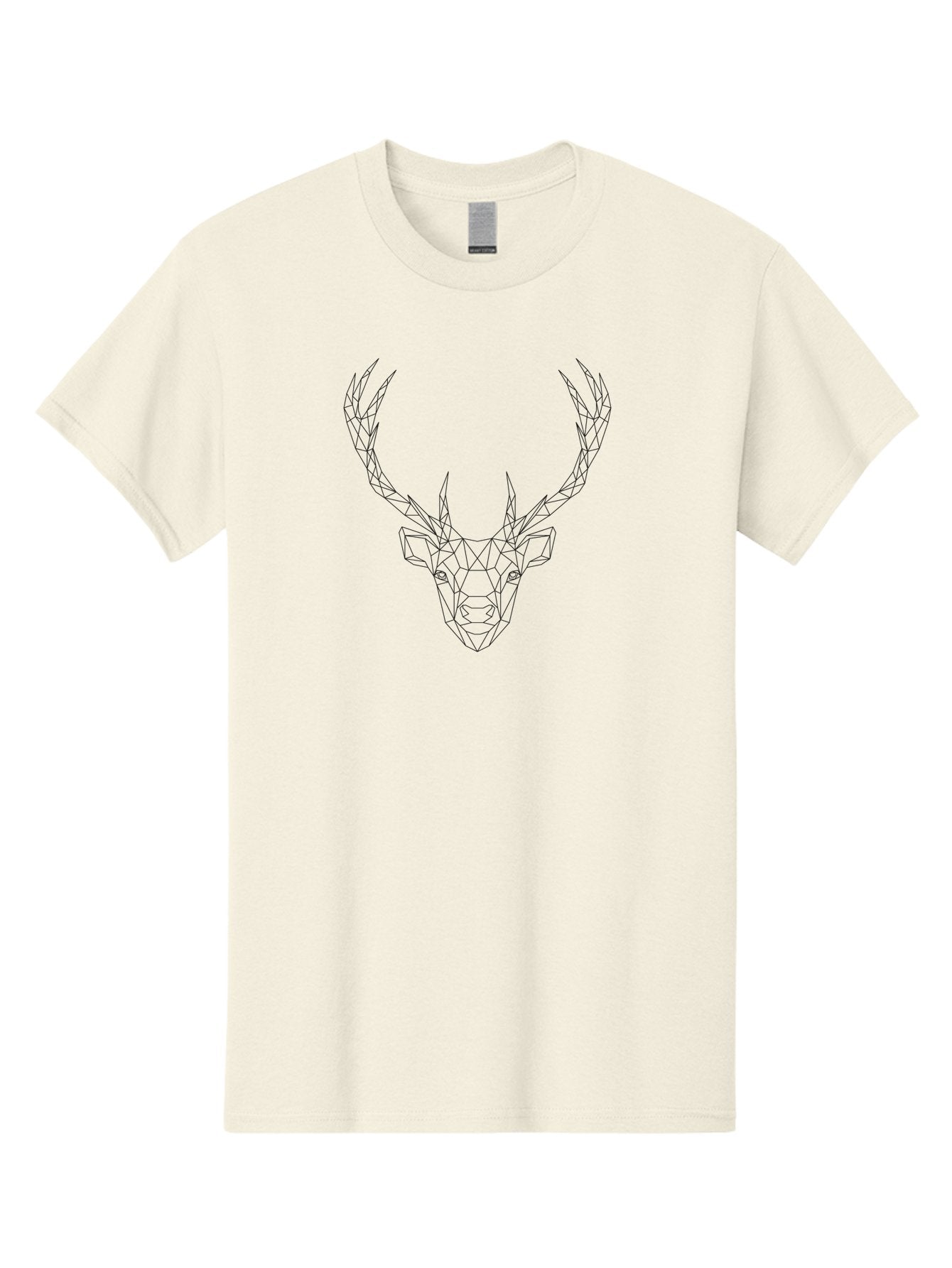Geometric-Deer-Head Men'S Graphic Tee, 100% Cotton, Comfortable Casual Summer Wear, Machine Washable, Geometric Deer Head, Polygonal Art, Minimalist Design, Black And White Illustration, Wildlife Art, Abstract Animal Portrait, -  Aaa693 15