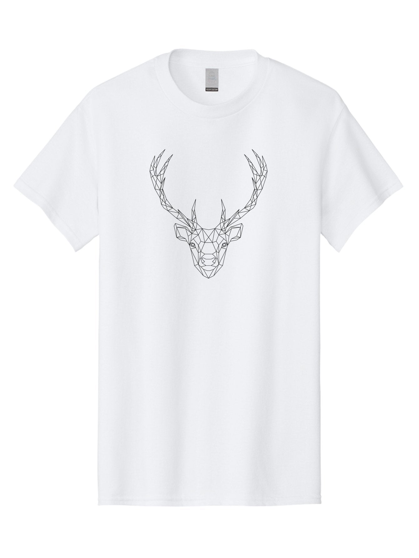 Geometric-Deer-Head Men'S Graphic Tee, 100% Cotton, Comfortable Casual Summer Wear, Machine Washable, Geometric Deer Head, Polygonal Art, Minimalist Design, Black And White Illustration, Wildlife Art, Abstract Animal Portrait, -  Aaa693 14