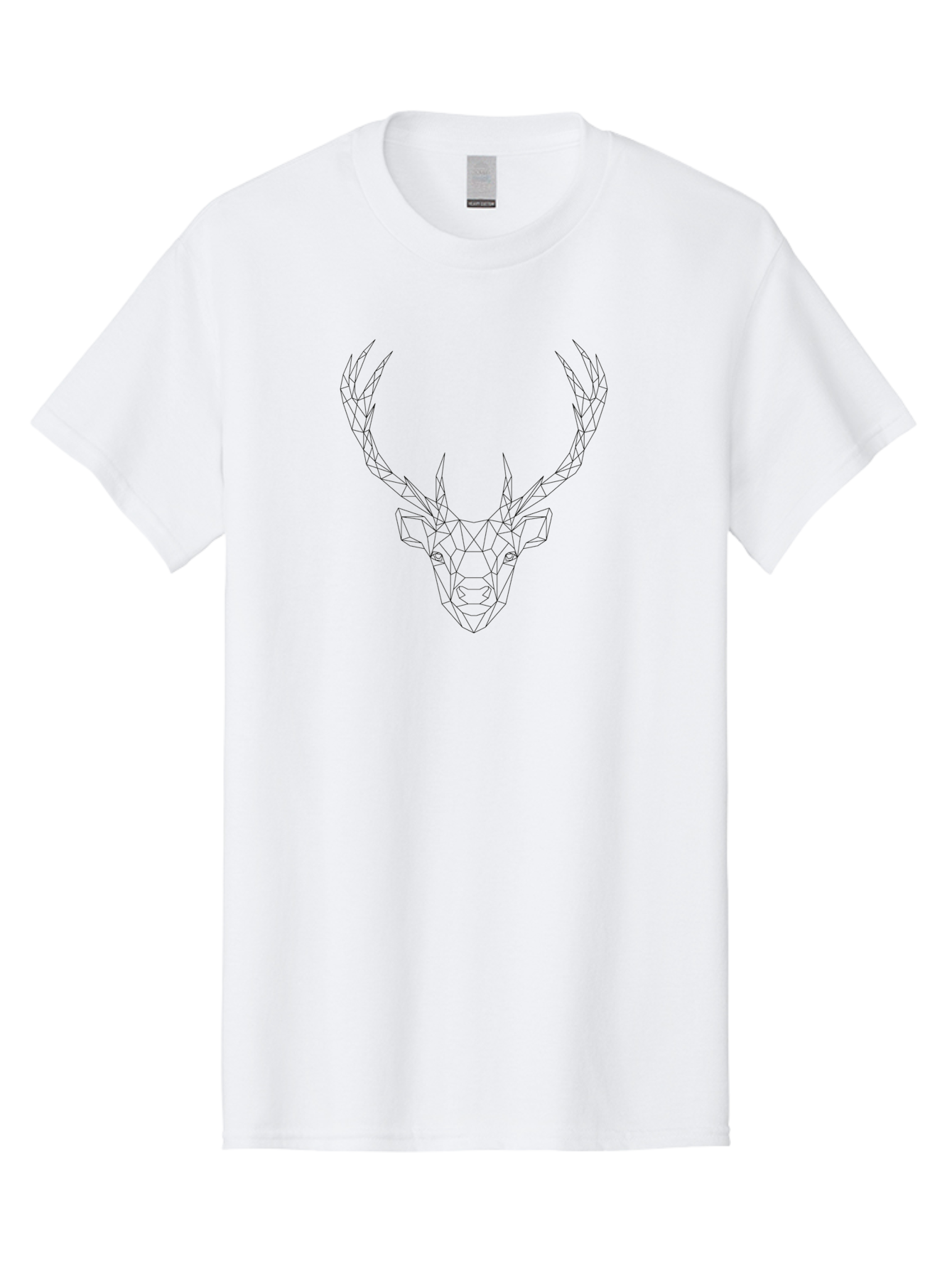 Geometric-Deer-Head Men'S Graphic Tee, 100% Cotton, Comfortable Casual Summer Wear, Machine Washable, Geometric Deer Head, Polygonal Art, Minimalist Design, Black And White Illustration, Wildlife Art, Abstract Animal Portrait, -  Aaa693 29
