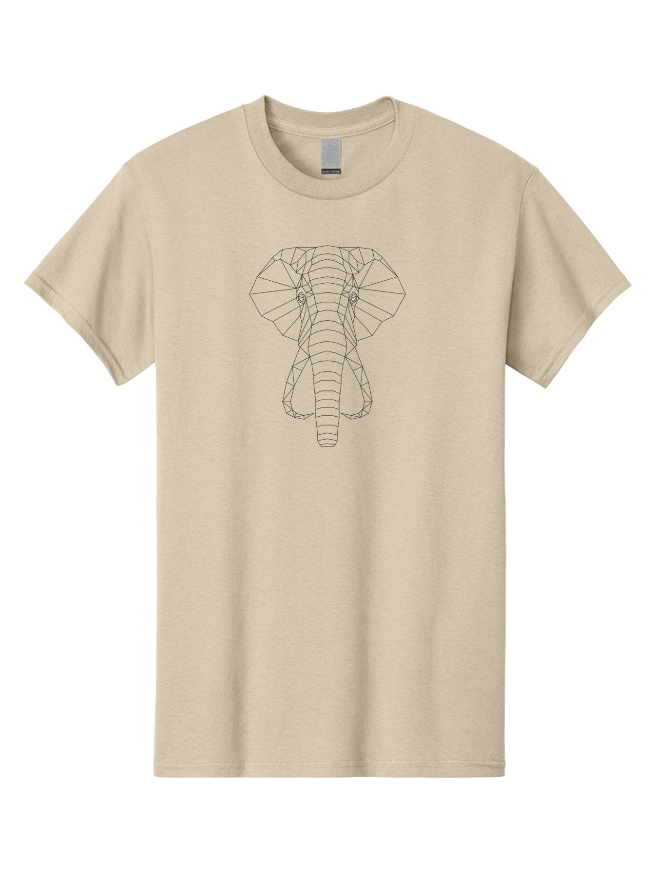Geometric-Elephant-Head-1 Men'S Graphic Tee, 100% Cotton, Comfortable Casual Summer Wear, Machine Washable, Geometric Elephant Head, Low Poly Art, Minimalist Design, Black And White, Simple Shapes, Stylized Elephant, Modern Illustration, -  Aaa694