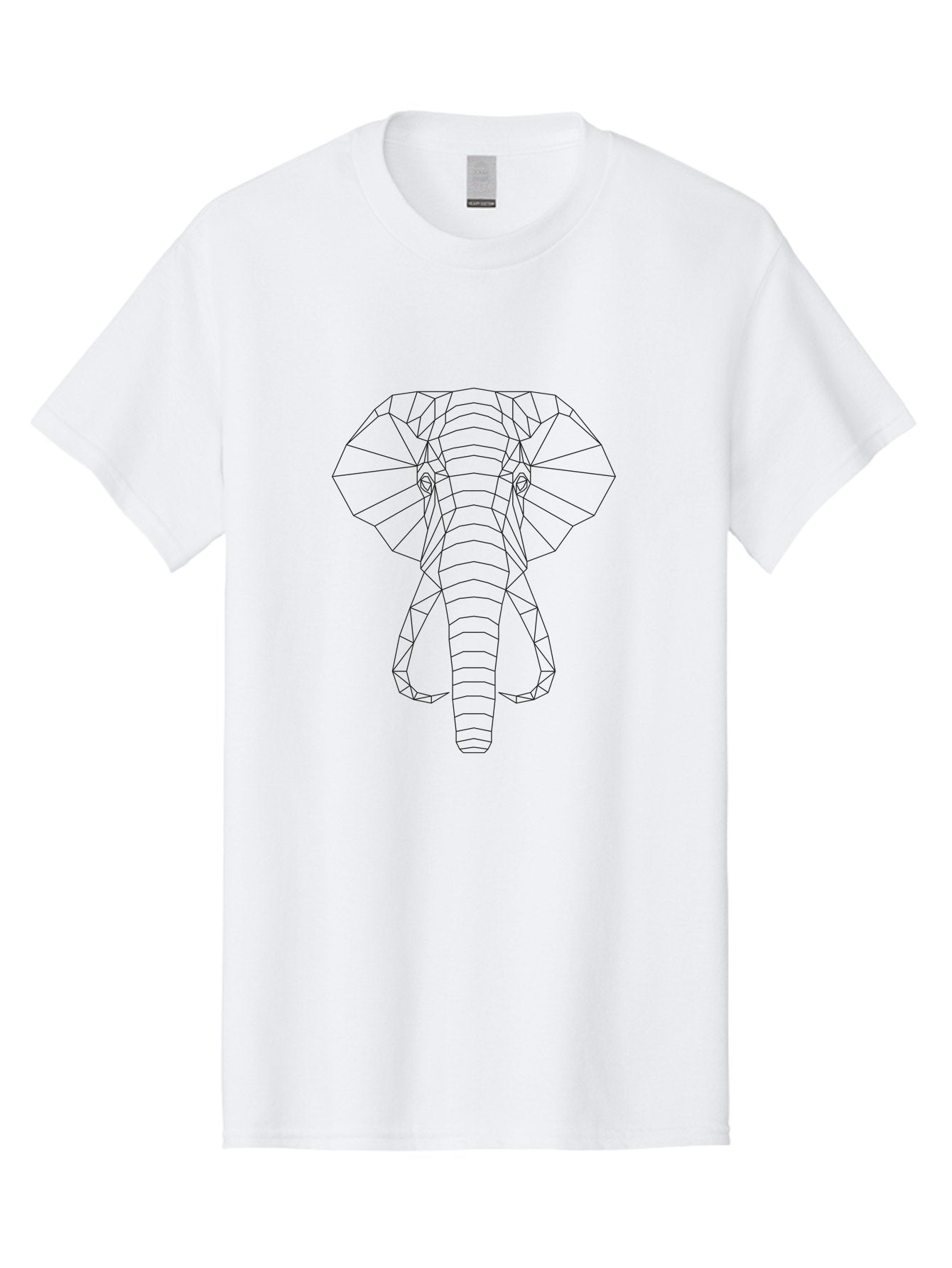 Geometric-Elephant-Head Men'S Graphic Tee, 100% Cotton, Comfortable Casual Summer Wear, Machine Washable, Geometric Elephant, Wireframe Art, Minimalist Design, Abstract Animal, Low Poly, Modern Illustration, Stylized Wildlife, -  Aaa695 15