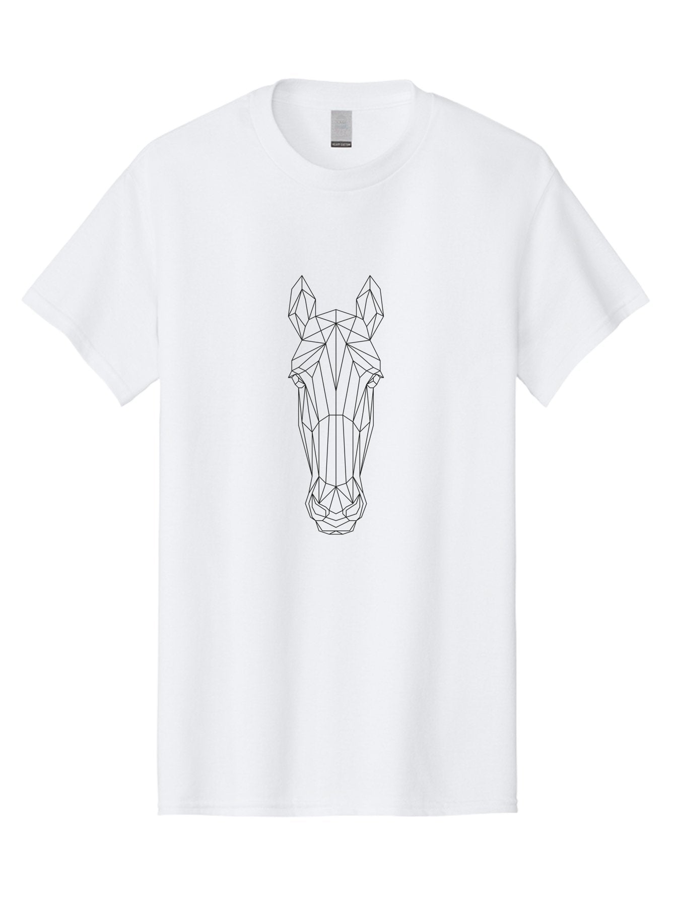 Geometric-Horse-Head Men'S Graphic Tee, 100% Cotton, Comfortable Casual Summer Wear, Machine Washable, Geometric Horse Head, Wireframe Design, Modern Art, Minimalist Style, Abstract Horse, Futuristic Illustration, Polygon Art, Animal Design -  Aaa703 7