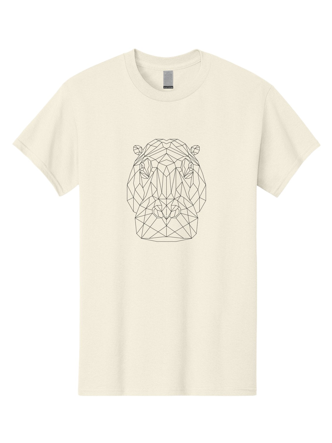 Geometric-Lion-Head Men'S Graphic Tee, 100% Cotton, Comfortable Casual Summer Wear, Machine Washable, Geometric Bear Head, Modern Art, Low Poly Style, Black And White Illustration, Minimalist Design, Abstract Animal Art, Polygon Shapes, -  Aaa704